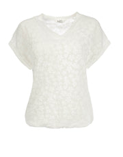 NED Finke SS Double Layered Blossom Mesh Bruin - OAK Fashion Noordwolde