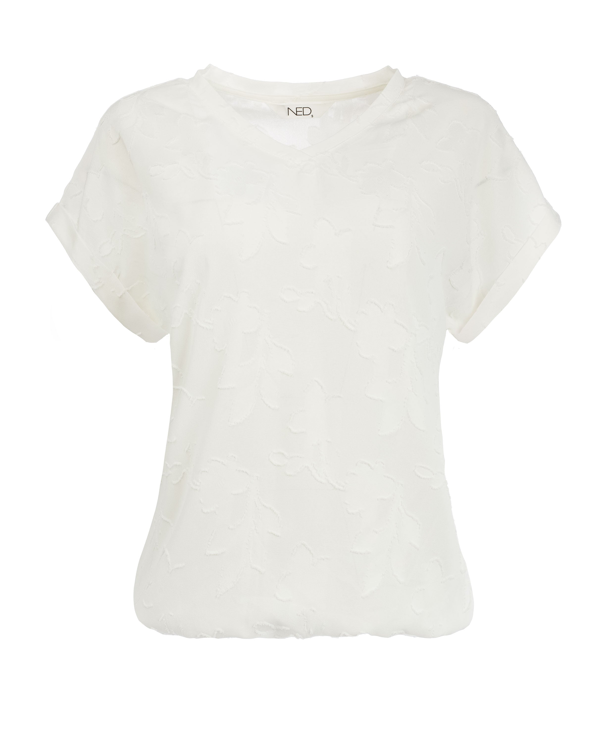 NED Bueno SS Woven Jacquard Bruin - OAK Fashion Noordwolde