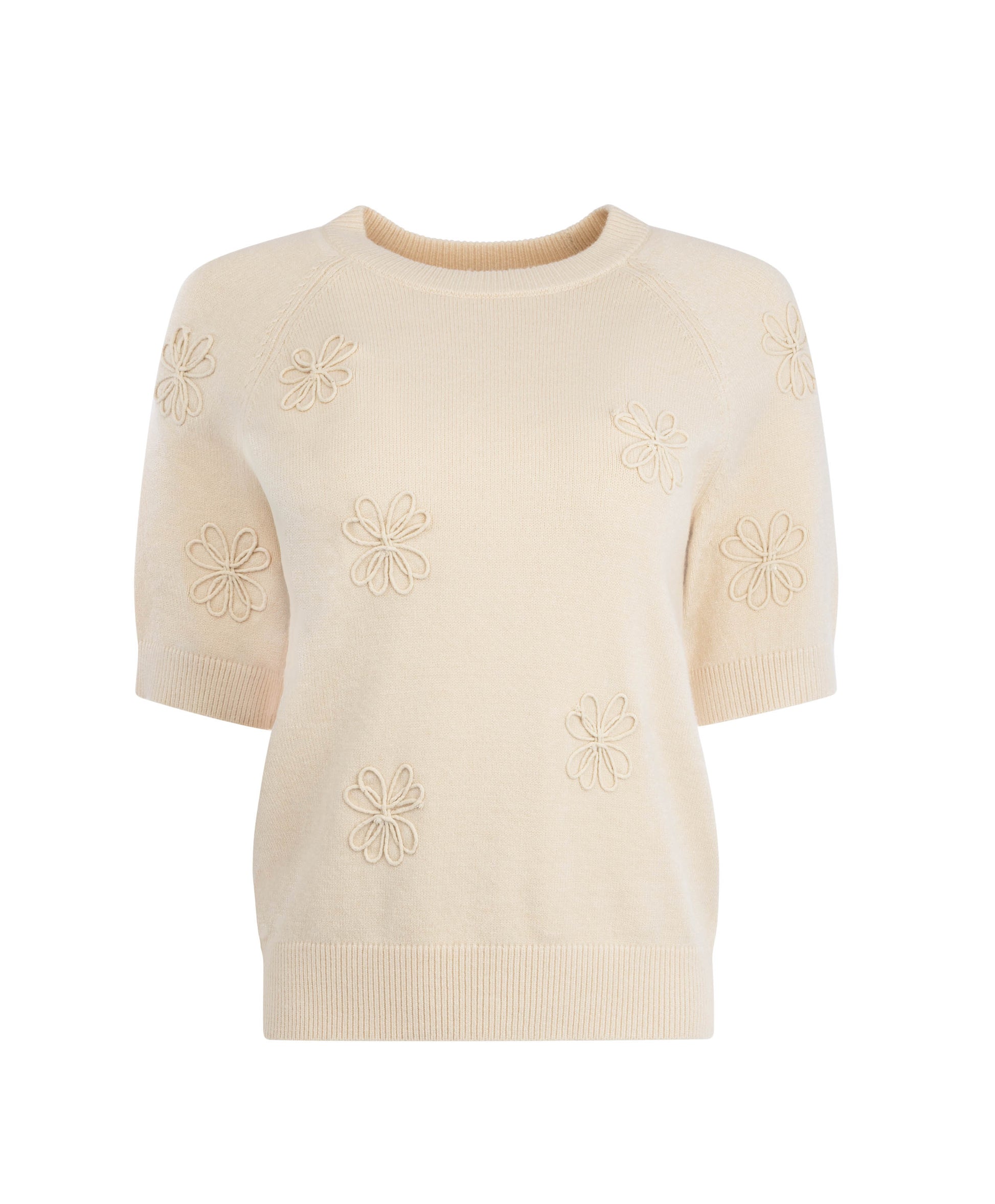 NED Main 1/2SS 3D Flower Knit Bruin - OAK Fashion Noordwolde