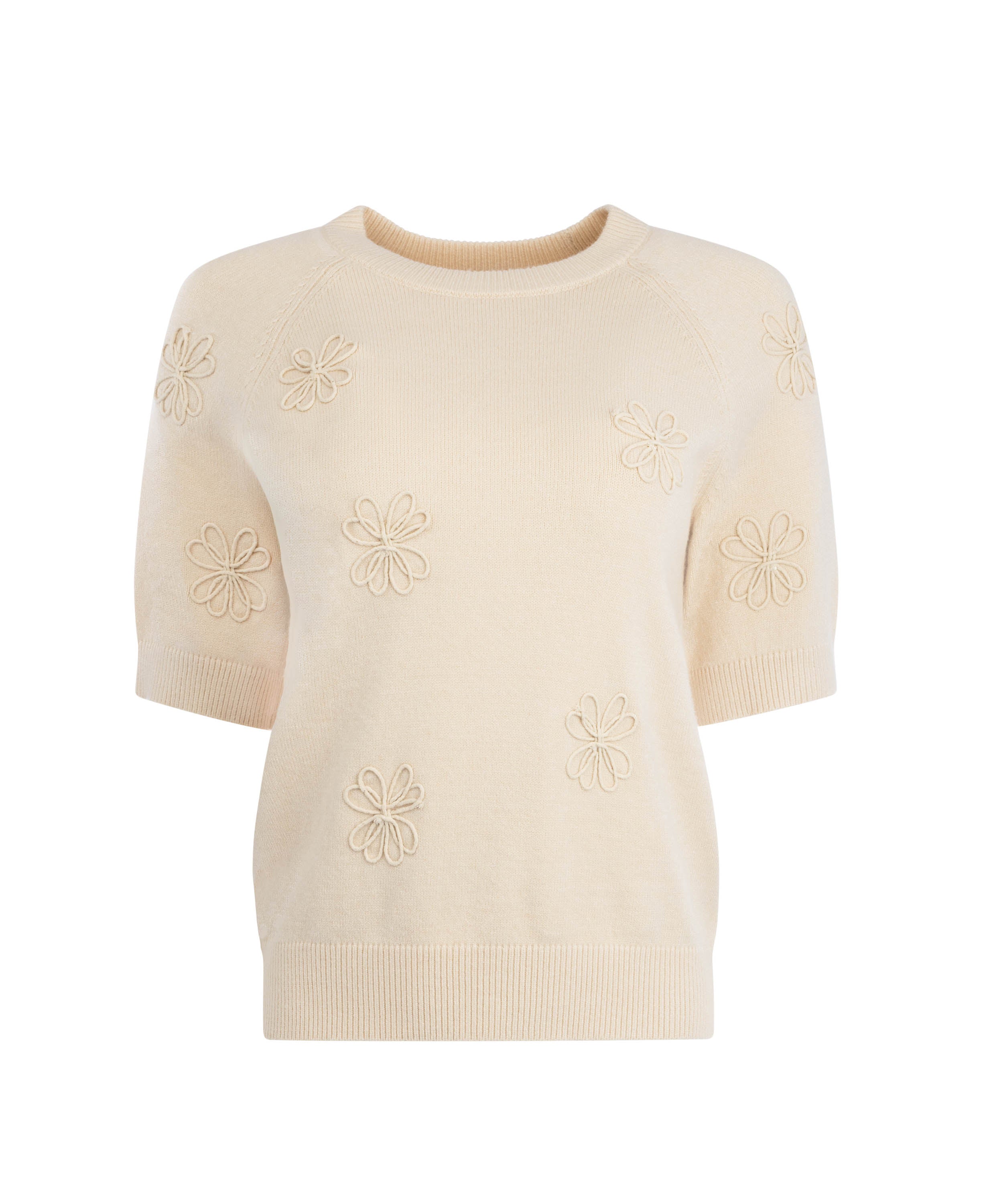 NED Main 1/2SS 3D Flower Knit Bruin - OAK Fashion Noordwolde