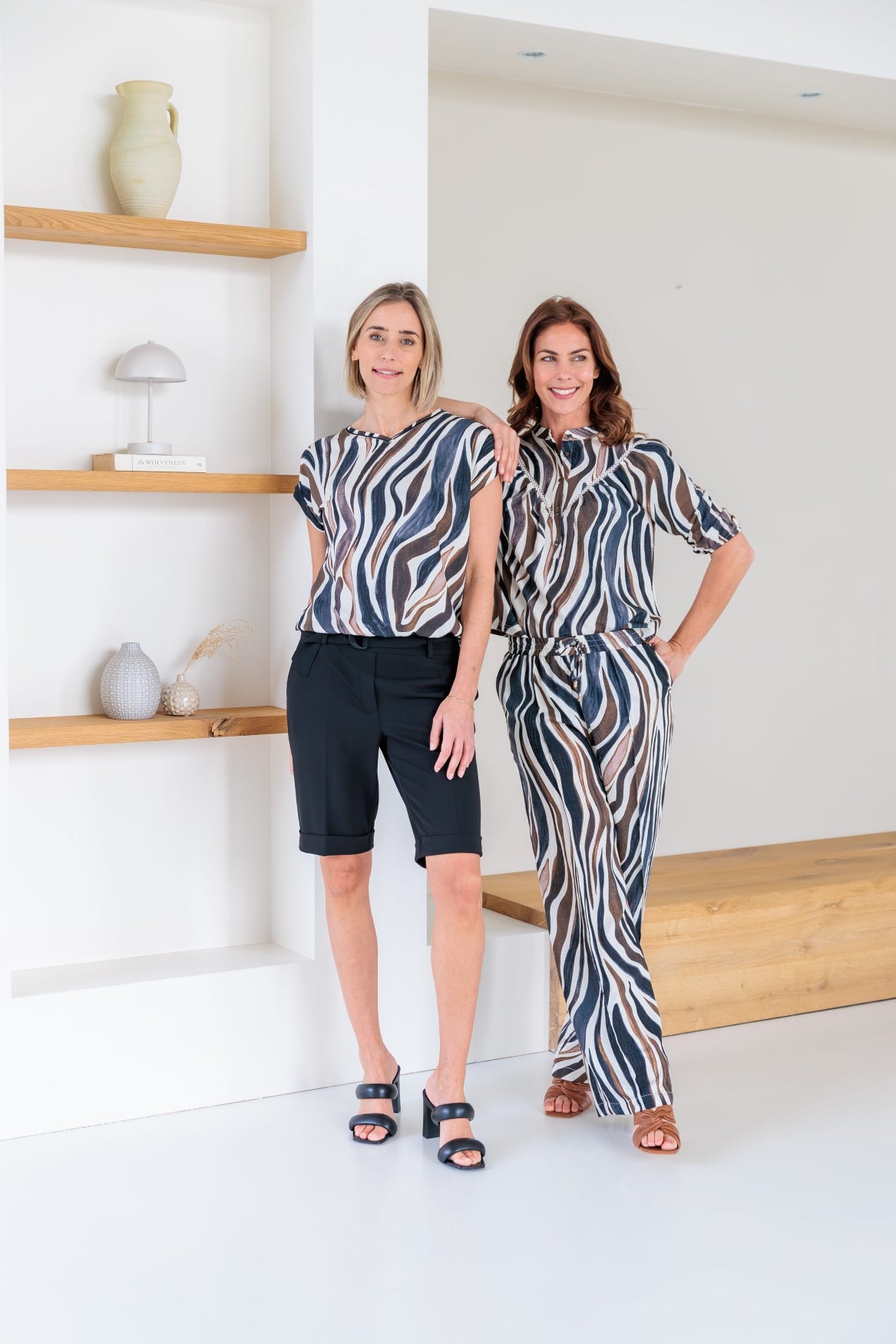 NED Yura Brown Zebra Print Woven Bruin - OAK Fashion Noordwolde