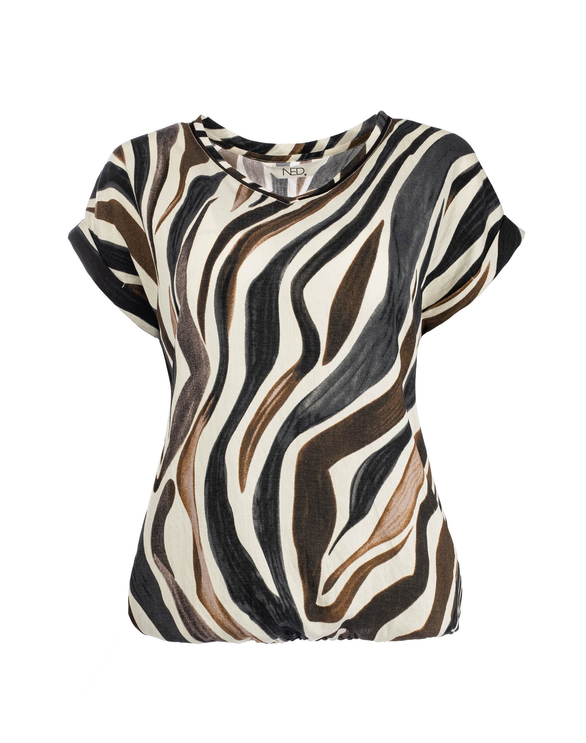 NED Nox Brown Zebra Print Woven Bruin - OAK Fashion Noordwolde