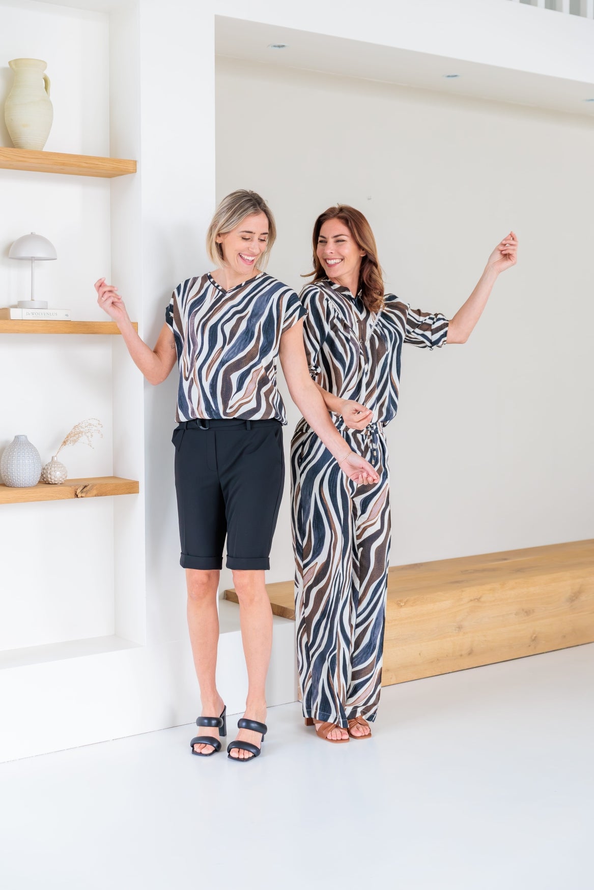 NED Nox Brown Zebra Print Woven Bruin - OAK Fashion Noordwolde