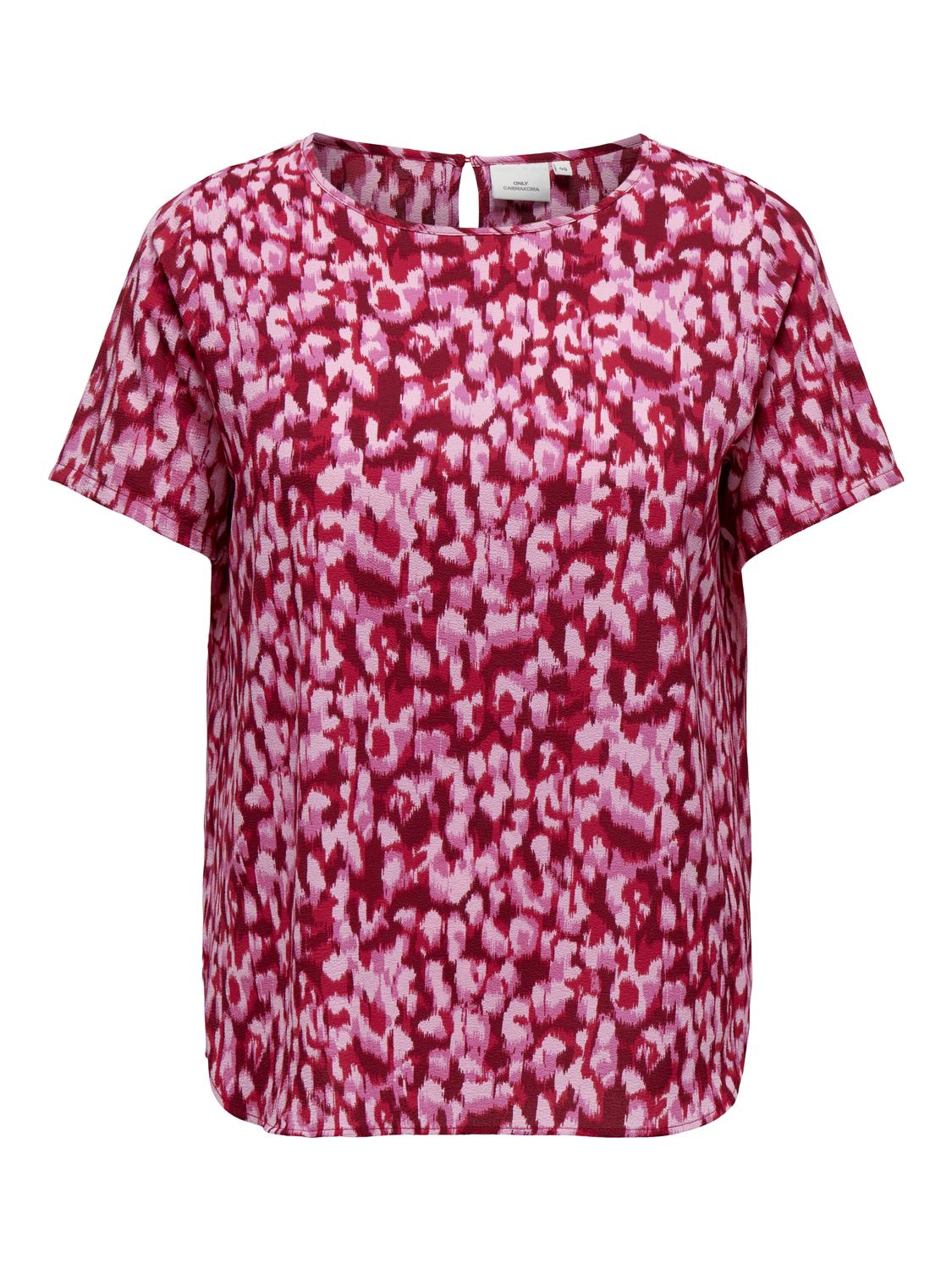 Carmakoma CARVICA S/S TOP WVN NOOS Rood - OAK Fashion Noordwolde