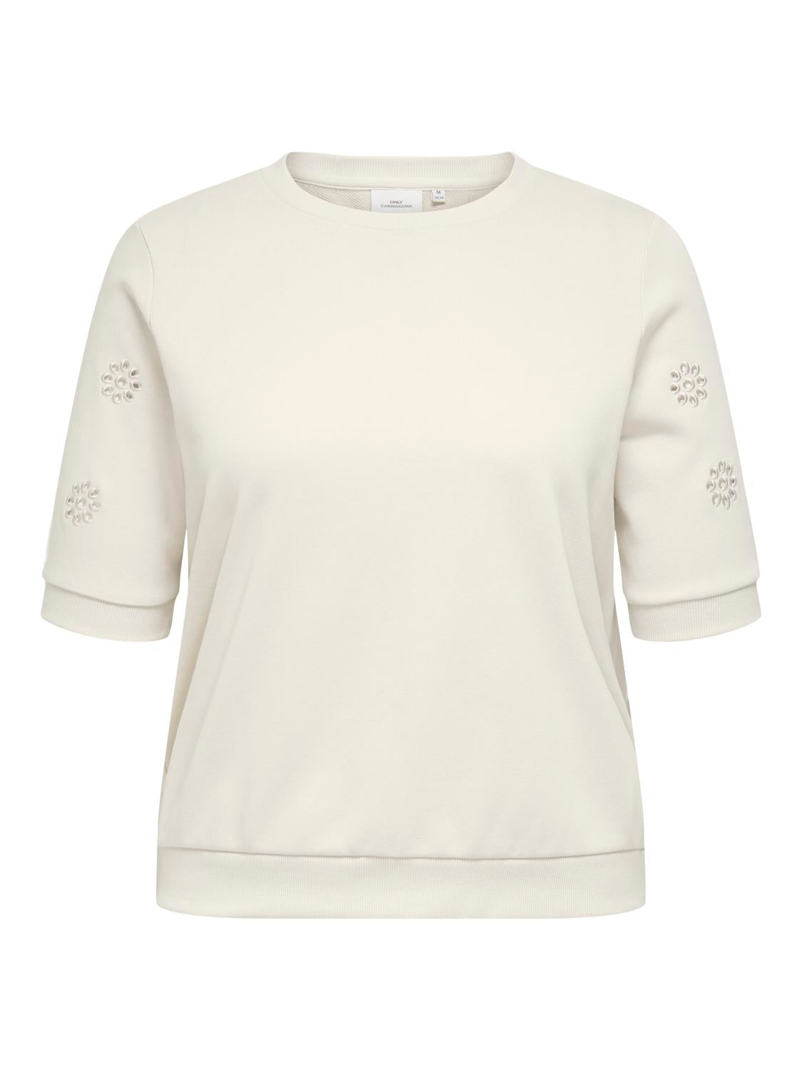 Carmakoma CARBROOKE S/S O-NECK DETAIL SWT JRS Grijs - OAK Fashion Noordwolde