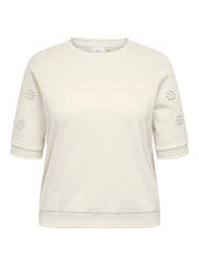 Carmakoma CARBROOKE S/S O-NECK DETAIL SWT JRS Grijs - OAK Fashion Noordwolde