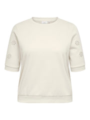 Carmakoma CARBROOKE S/S O-NECK DETAIL SWT JRS Grijs - OAK Fashion Noordwolde