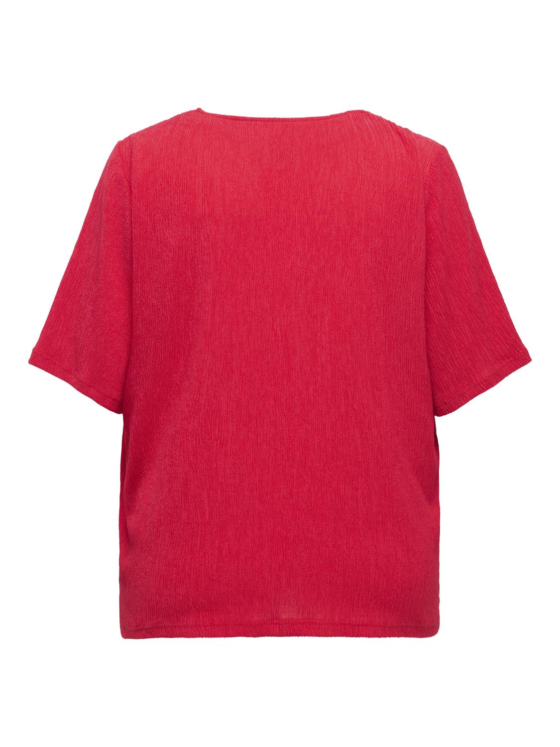 Carmakoma CARANNA LIFE S/S V-NECK BLOUSE JRS Rood - OAK Fashion Noordwolde