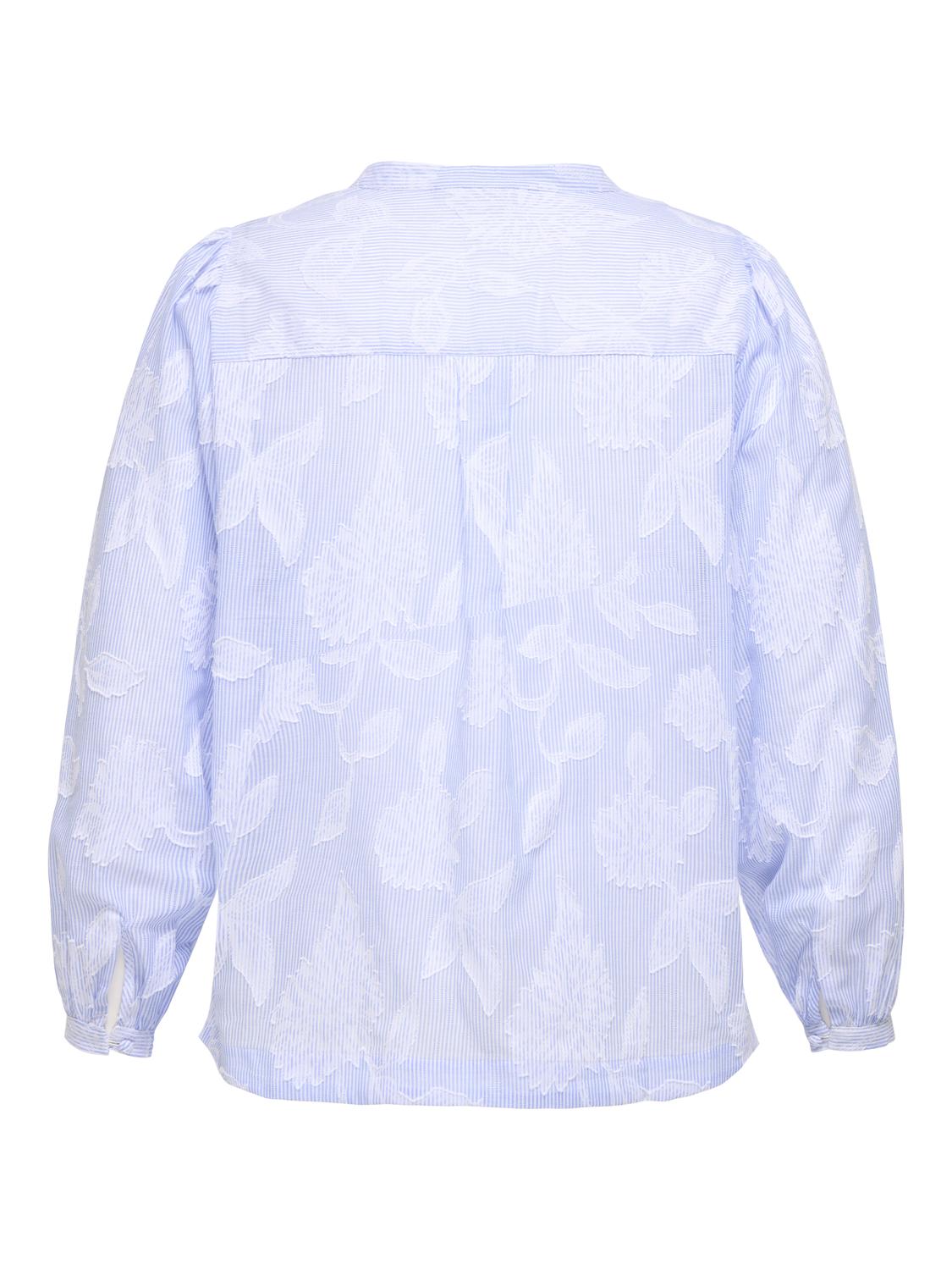 Carmakoma CARTORRA LIFE L/S V-NECK STRIPE TOP WVN Blauw - OAK Fashion Noordwolde