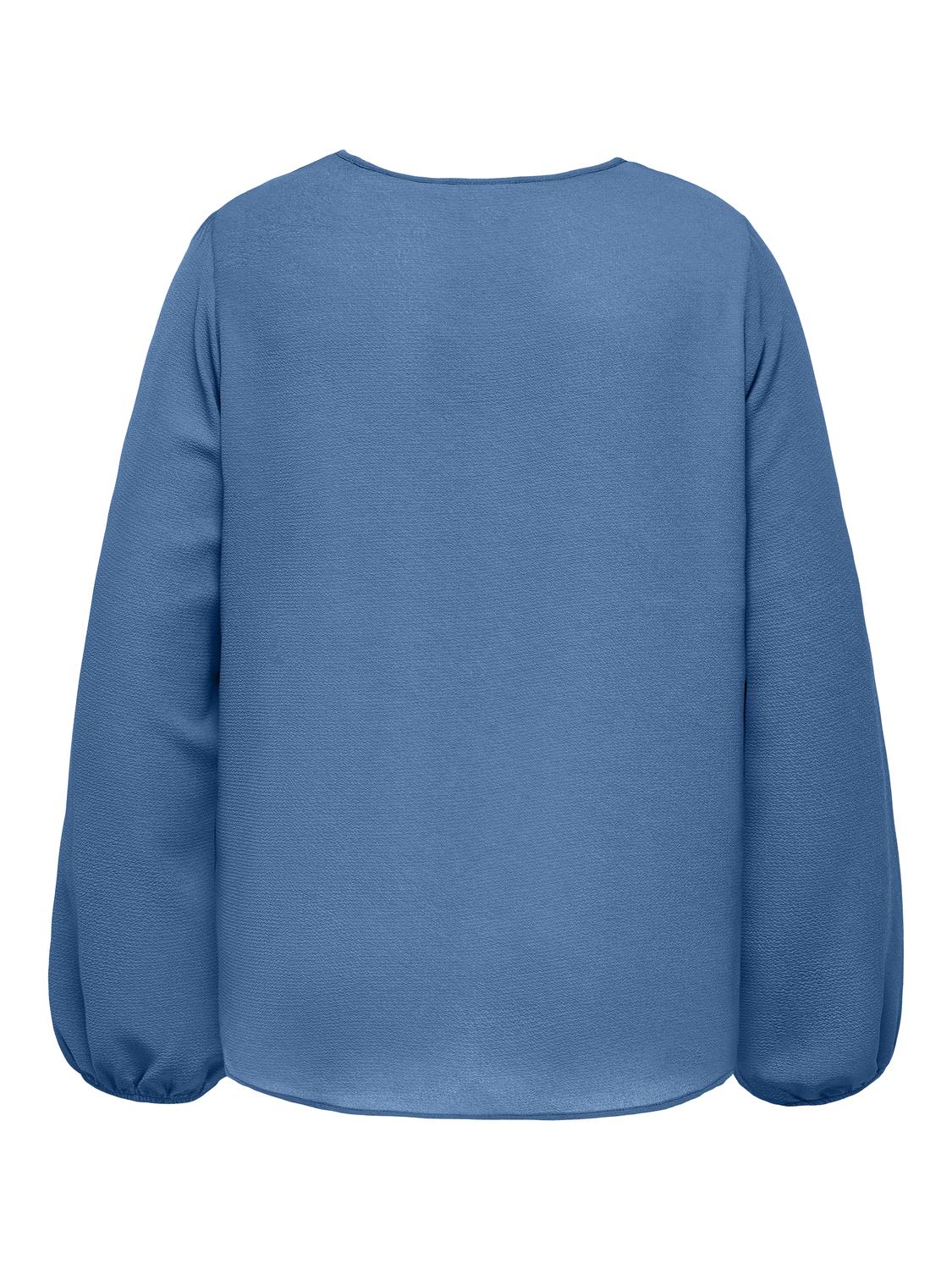 Carmakoma CARVICA L/S V-NECK TOP WVN NOOS Blauw - OAK Fashion Noordwolde