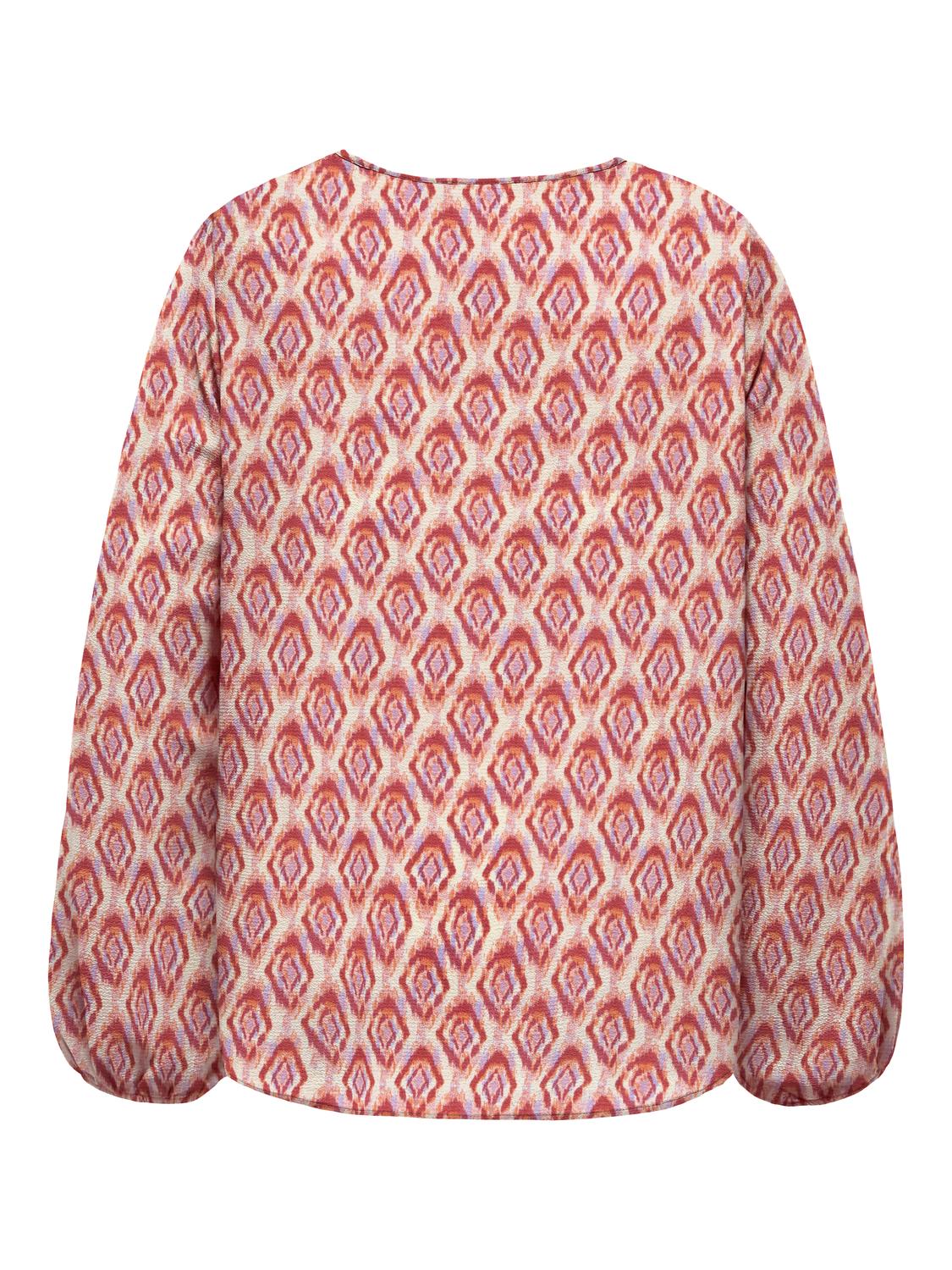 Carmakoma CARVICA L/S V-NECK TOP WVN NOOS Rood - OAK Fashion Noordwolde