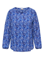 Carmakoma CARVICA L/S V-NECK TOP WVN NOOS Blauw - OAK Fashion Noordwolde