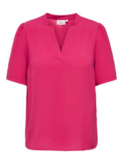 Carmakoma CARNOEMI LIFE 2/4 V-NECK BLOUSE WVN Roze - OAK Fashion Noordwolde
