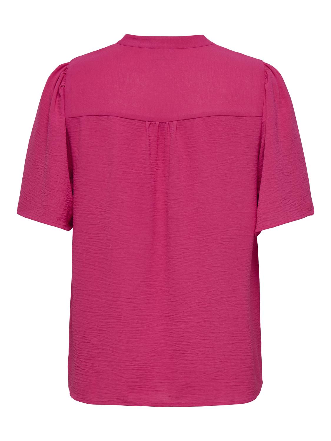 Carmakoma CARNOEMI LIFE 2/4 V-NECK BLOUSE WVN Roze - OAK Fashion Noordwolde