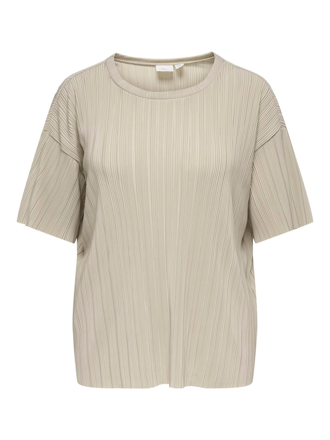 Carmakoma CARRAVENNA S/S PLISSE TOP JRS NOOS Wit - OAK Fashion Noordwolde