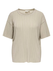 Carmakoma CARRAVENNA S/S PLISSE TOP JRS NOOS Wit - OAK Fashion Noordwolde