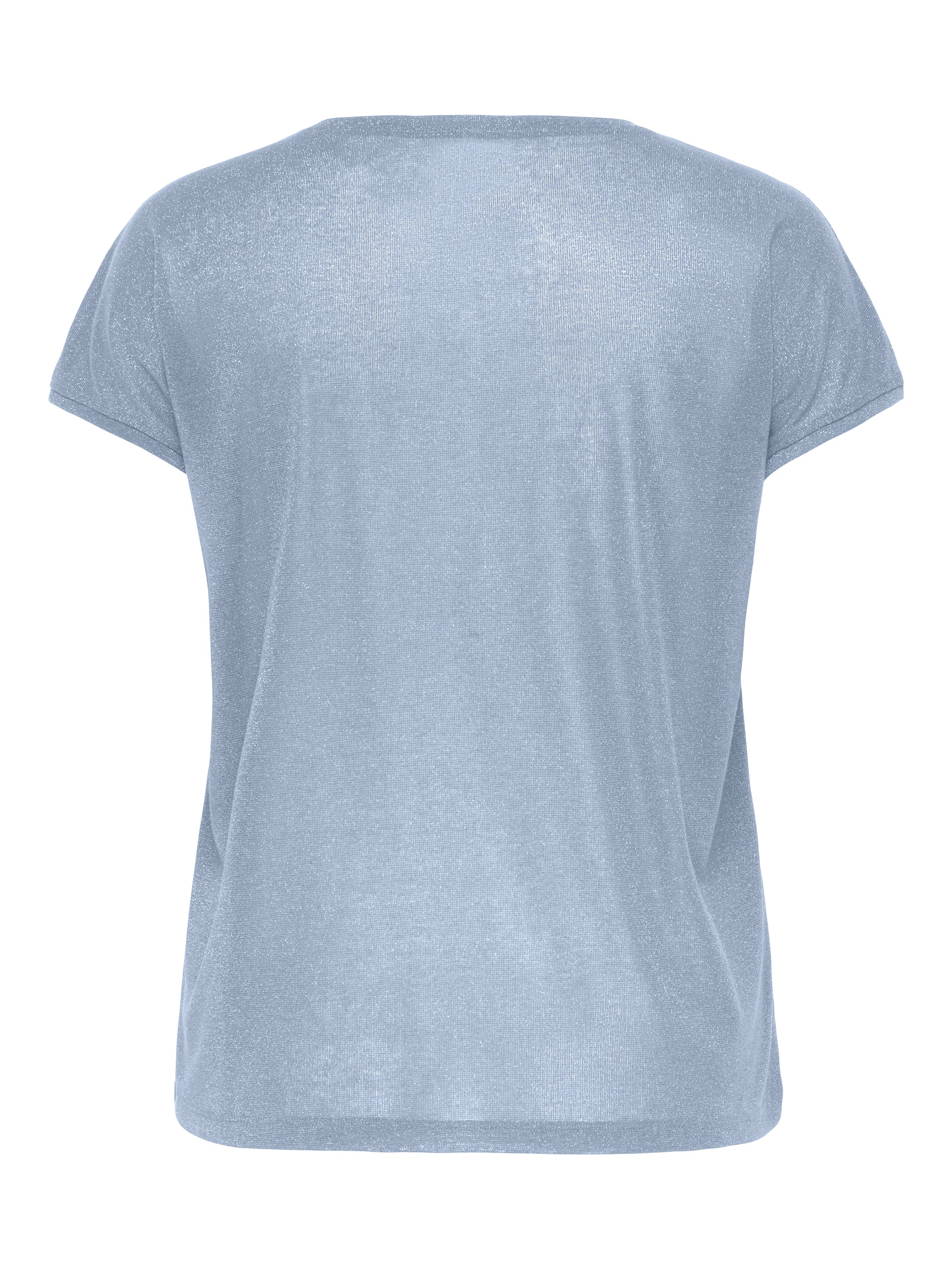 Carmakoma CARSILVERY S/S V NECK LUREX TOP JRS NOOS Blauw - OAK Fashion Noordwolde
