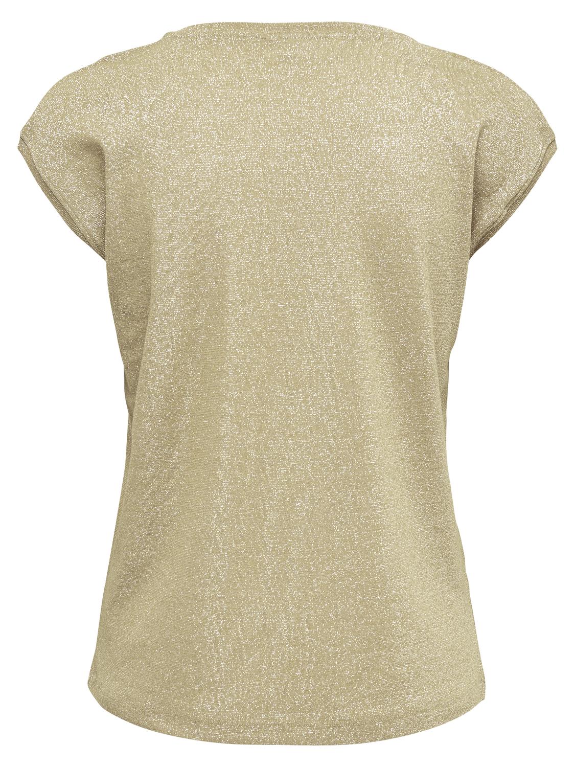 Carmakoma CARSILVERY S/S V NECK LUREX TOP JRS NOOS Grijs - OAK Fashion Noordwolde