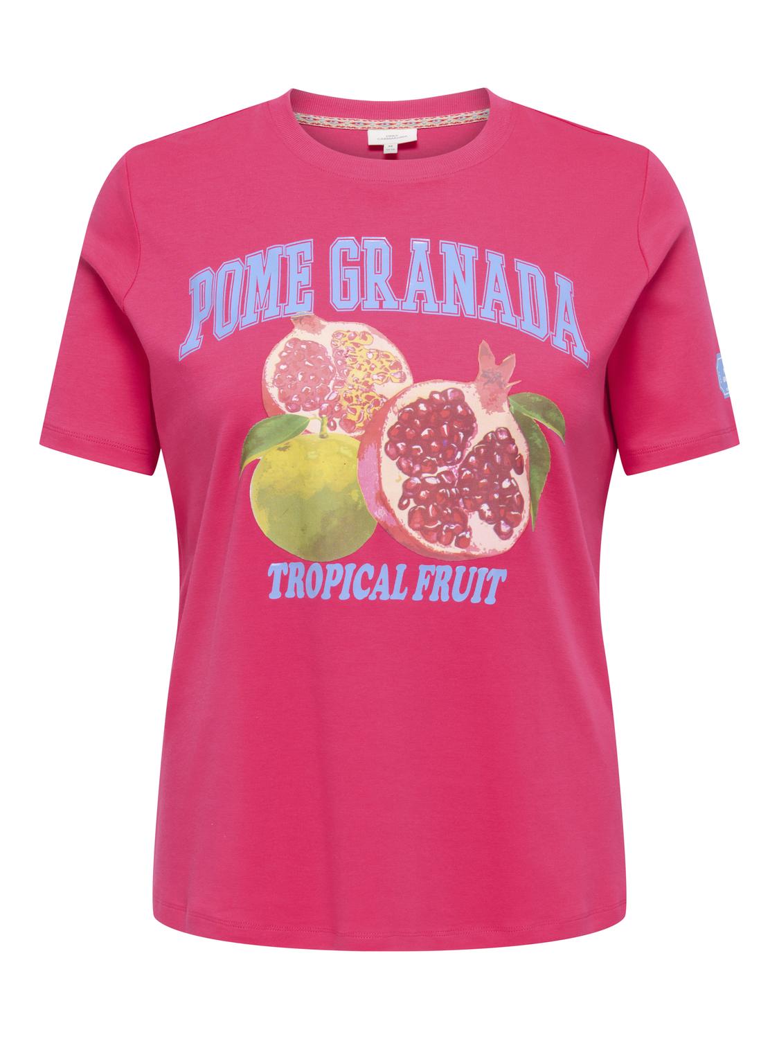 Carmakoma CARJENNY SS PRINT JEANS TEE JRS Roze - OAK Fashion Noordwolde