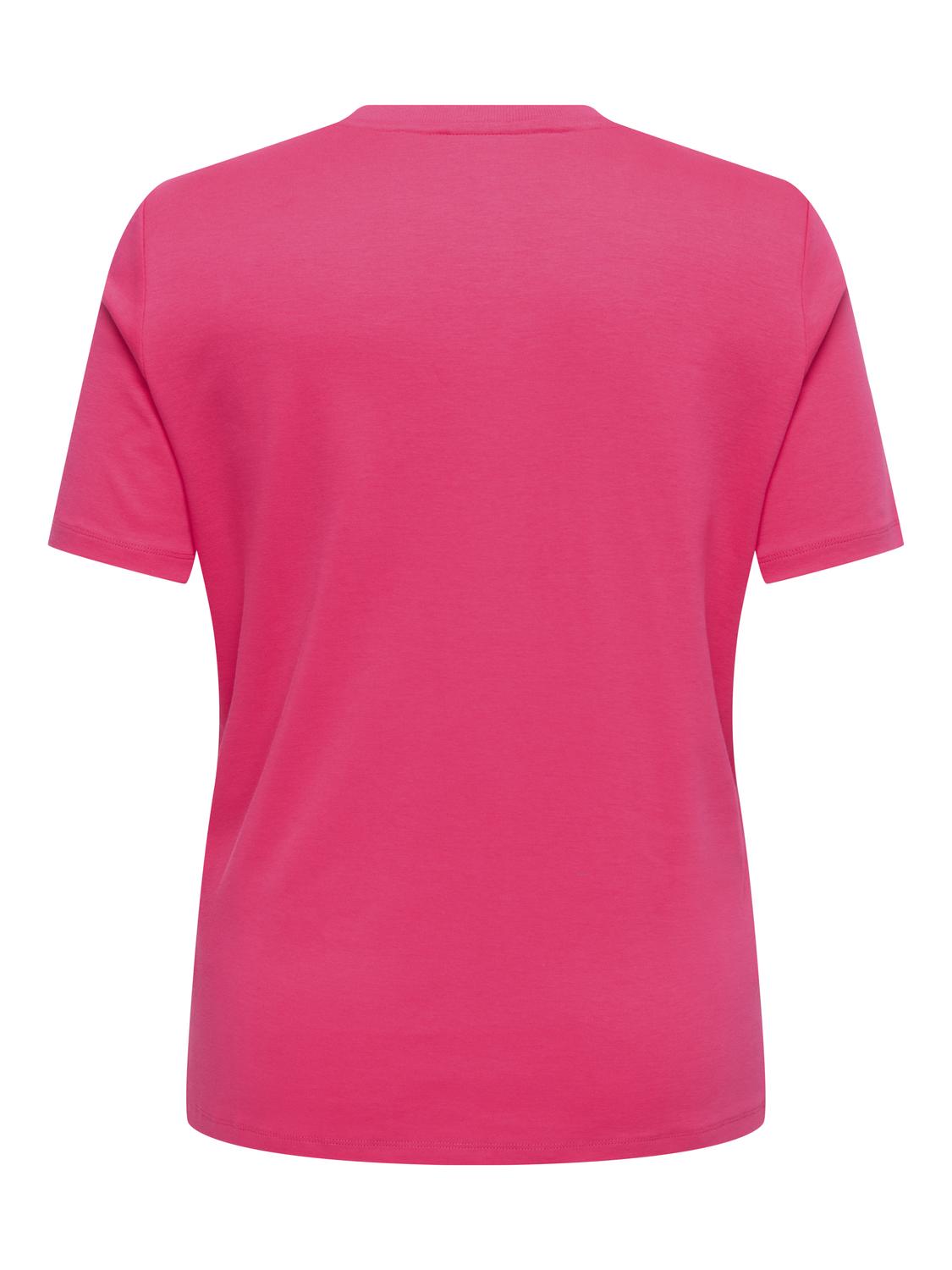 Carmakoma CARJENNY SS PRINT JEANS TEE JRS Roze - OAK Fashion Noordwolde