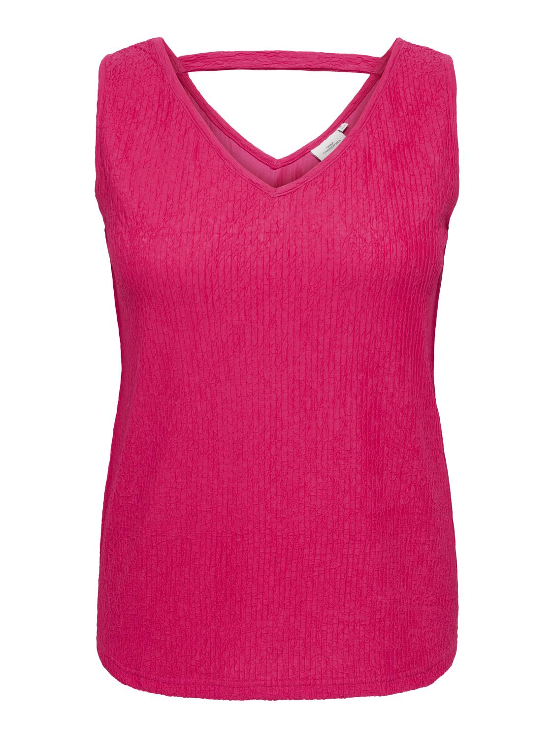 Carmakoma CARREINA SL V-NECK STRUCTUR TOP JRS Roze - OAK Fashion Noordwolde