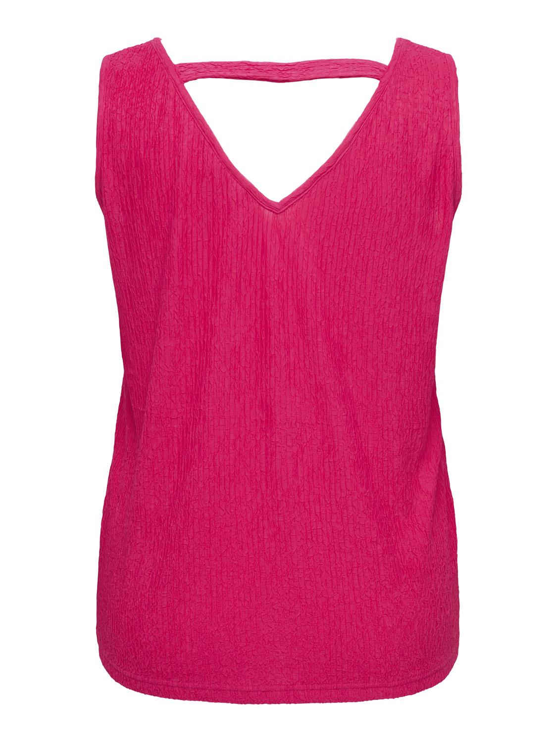 Carmakoma CARREINA SL V-NECK STRUCTUR TOP JRS Roze - OAK Fashion Noordwolde