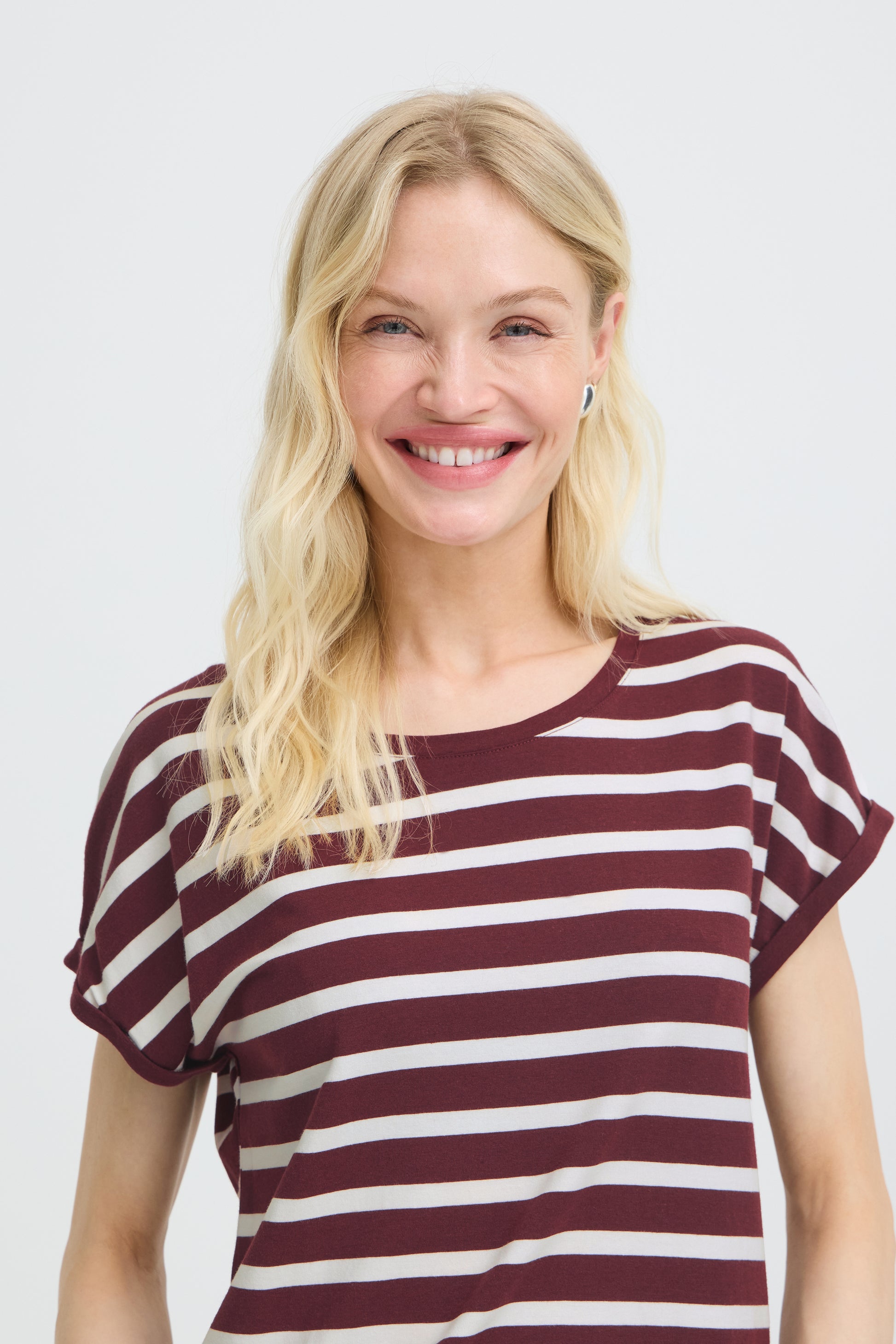 B. Young BYPAMILA ONECK TSHIRT FIG STRIPE - OAK Fashion Noordwolde