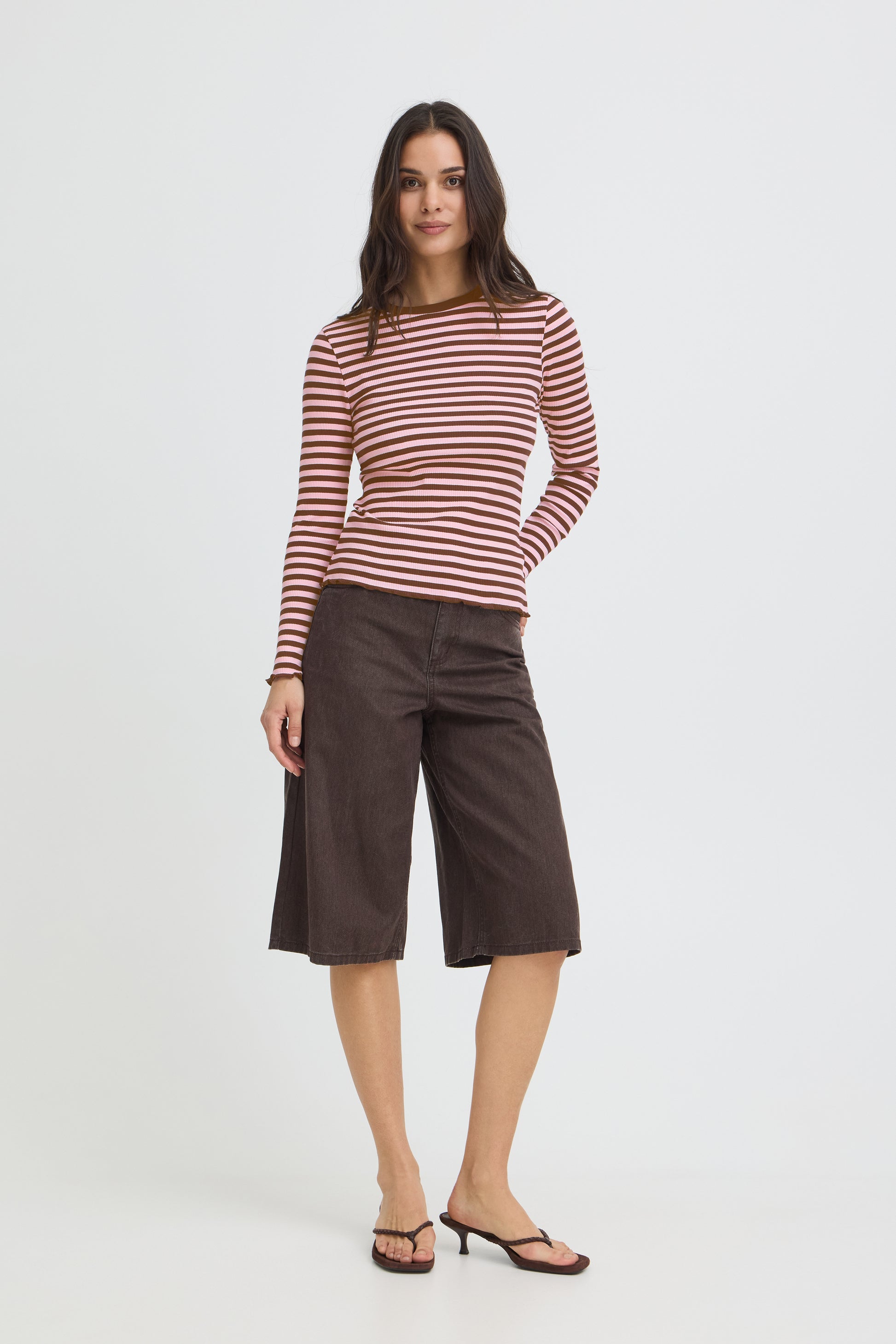 B. Young BYSINNE RIB TSHIRT JAVA / PINK STRIPE - OAK Fashion Noordwolde