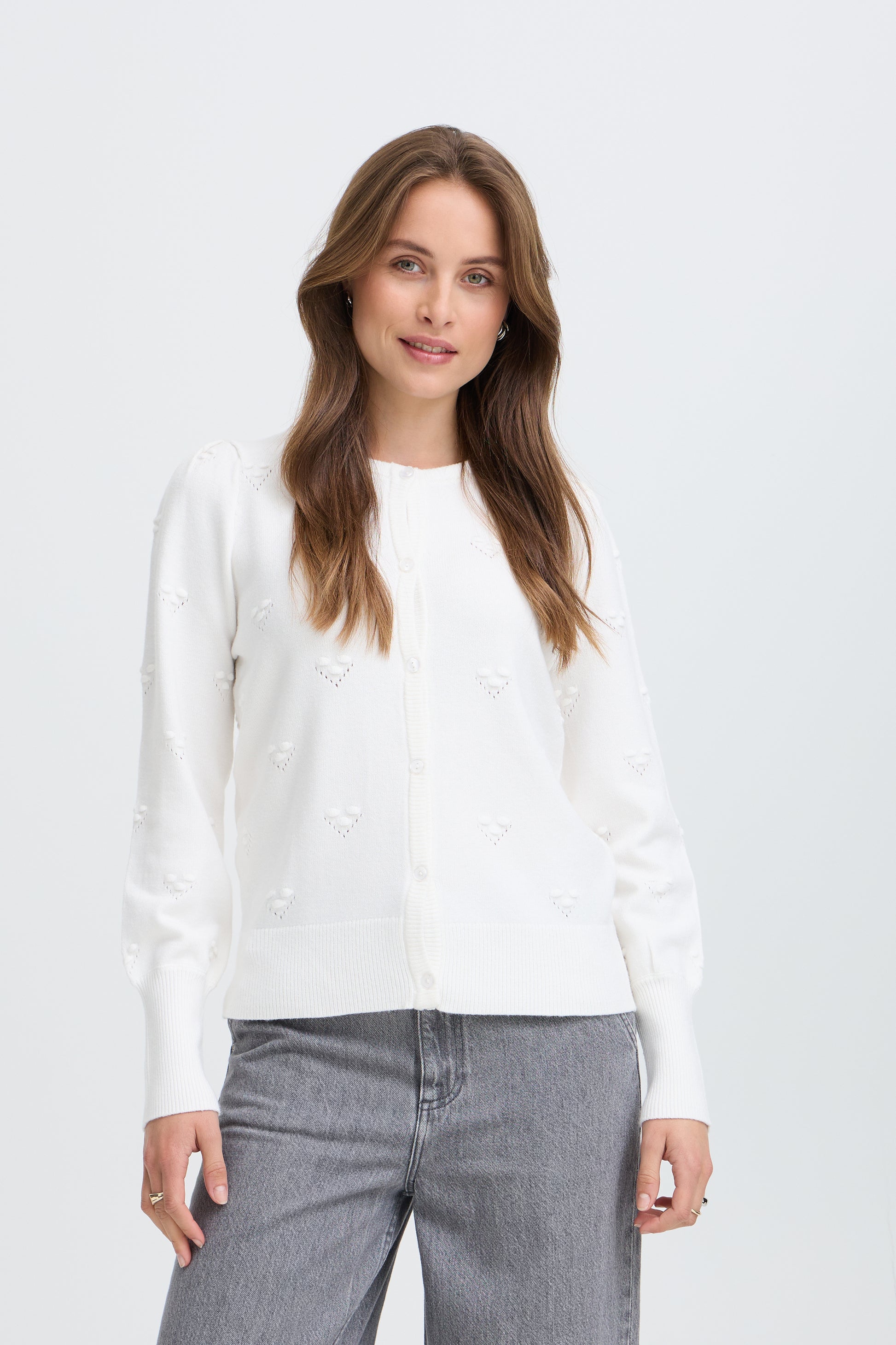 B. Young BYMANINA STRUCTURE CARDIGAN Marshmallow Melange - OAK Fashion Noordwolde