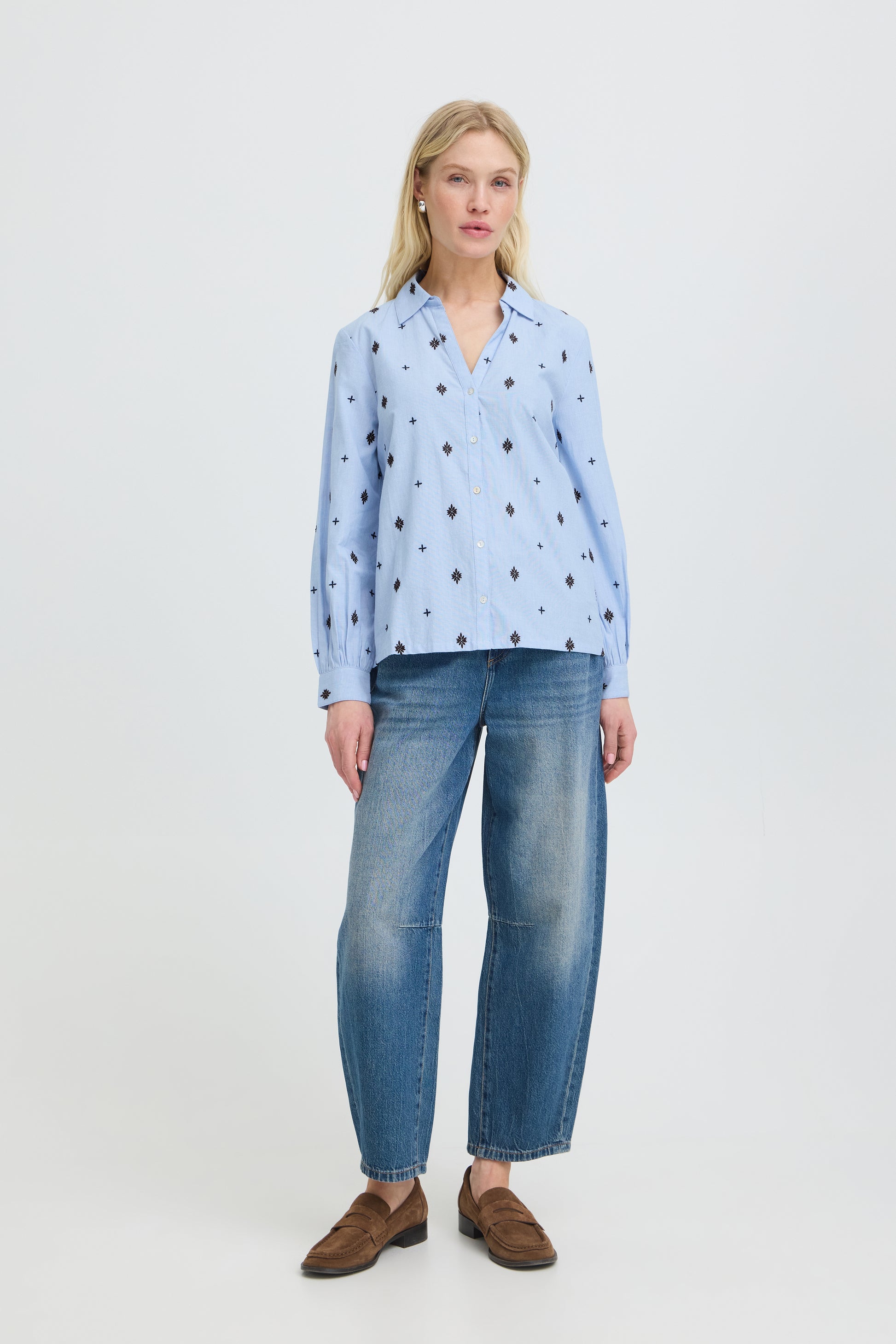 B. Young BYFABIENNE LS SHIRT 2 Chambray Blue - OAK Fashion Noordwolde