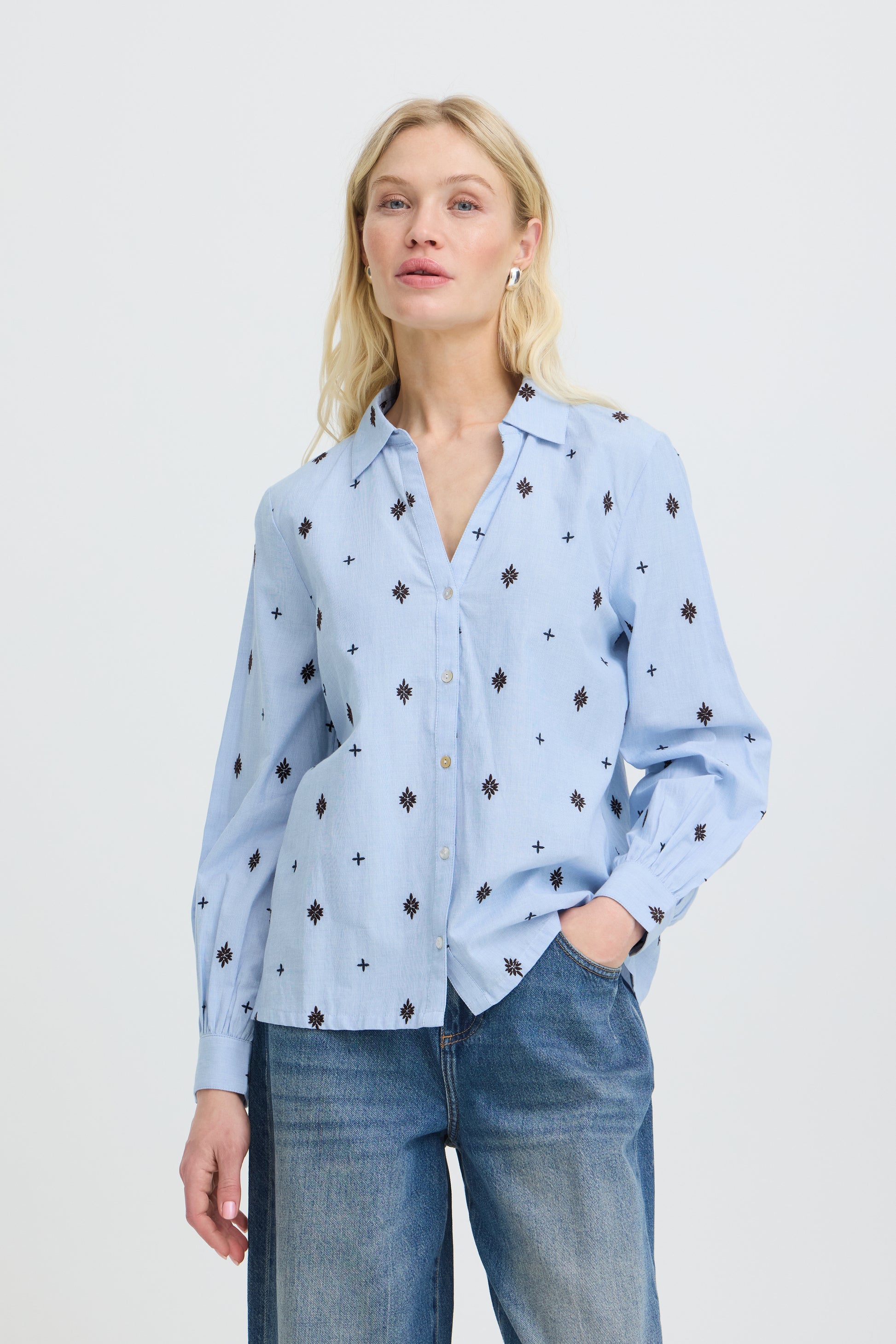 B. Young BYFABIENNE LS SHIRT 2 Chambray Blue - OAK Fashion Noordwolde