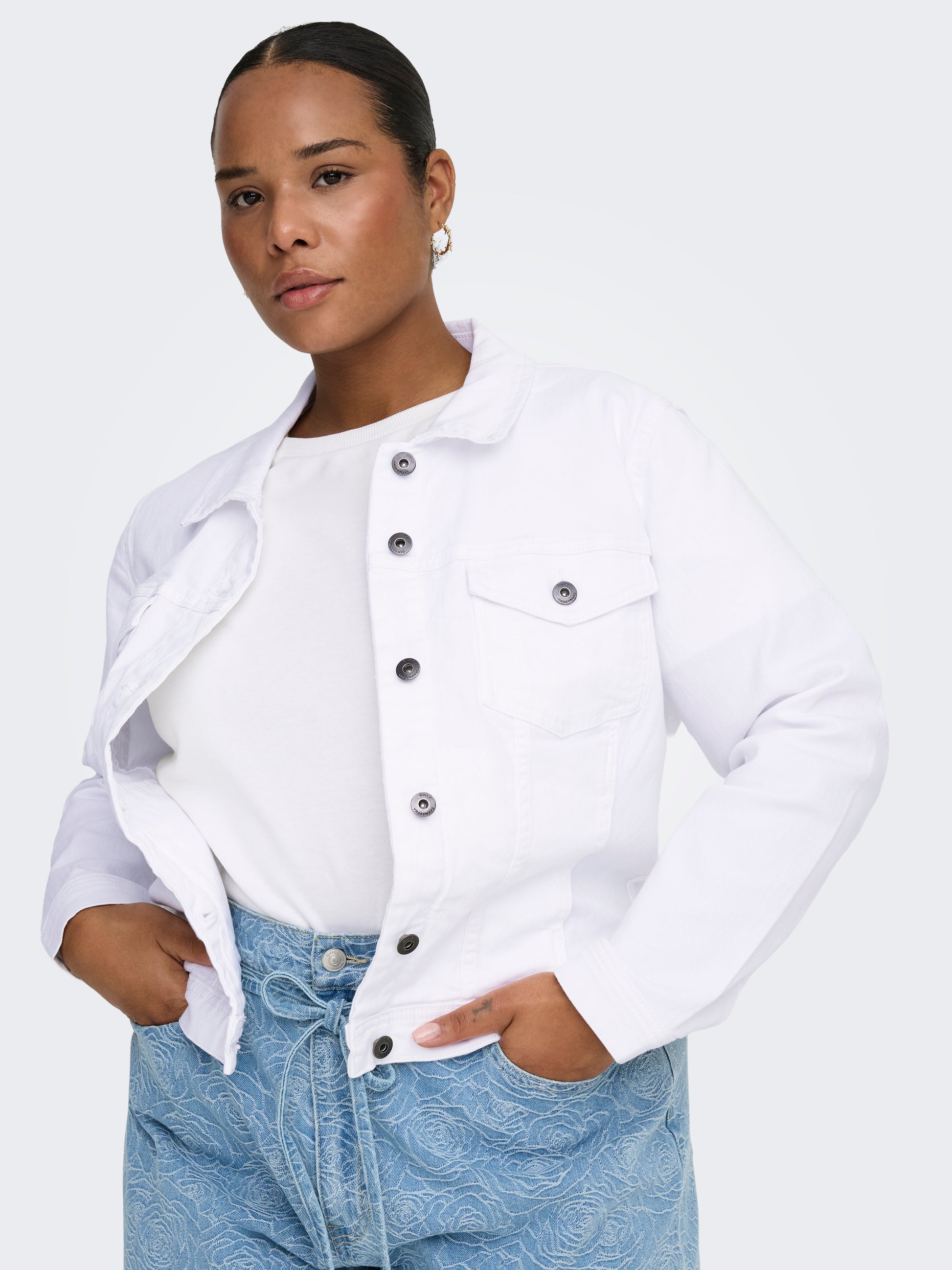 Carmakoma CARWESPA LS JACKET WHITE DNM NOOS Wit - OAK Fashion Noordwolde