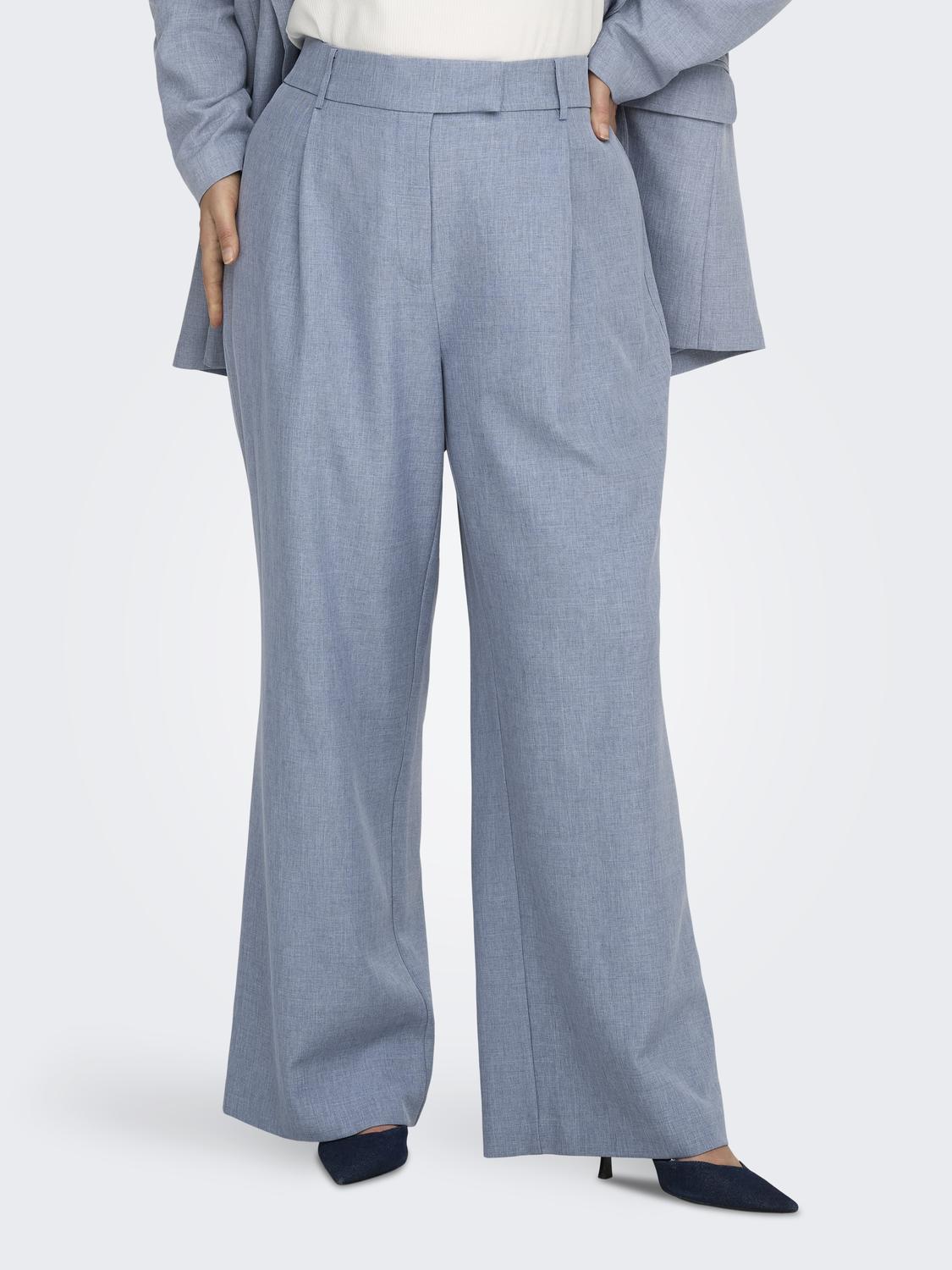 Carmakoma CARLINDA HW STR MEL PANTS TLR Blauw - OAK Fashion Noordwolde