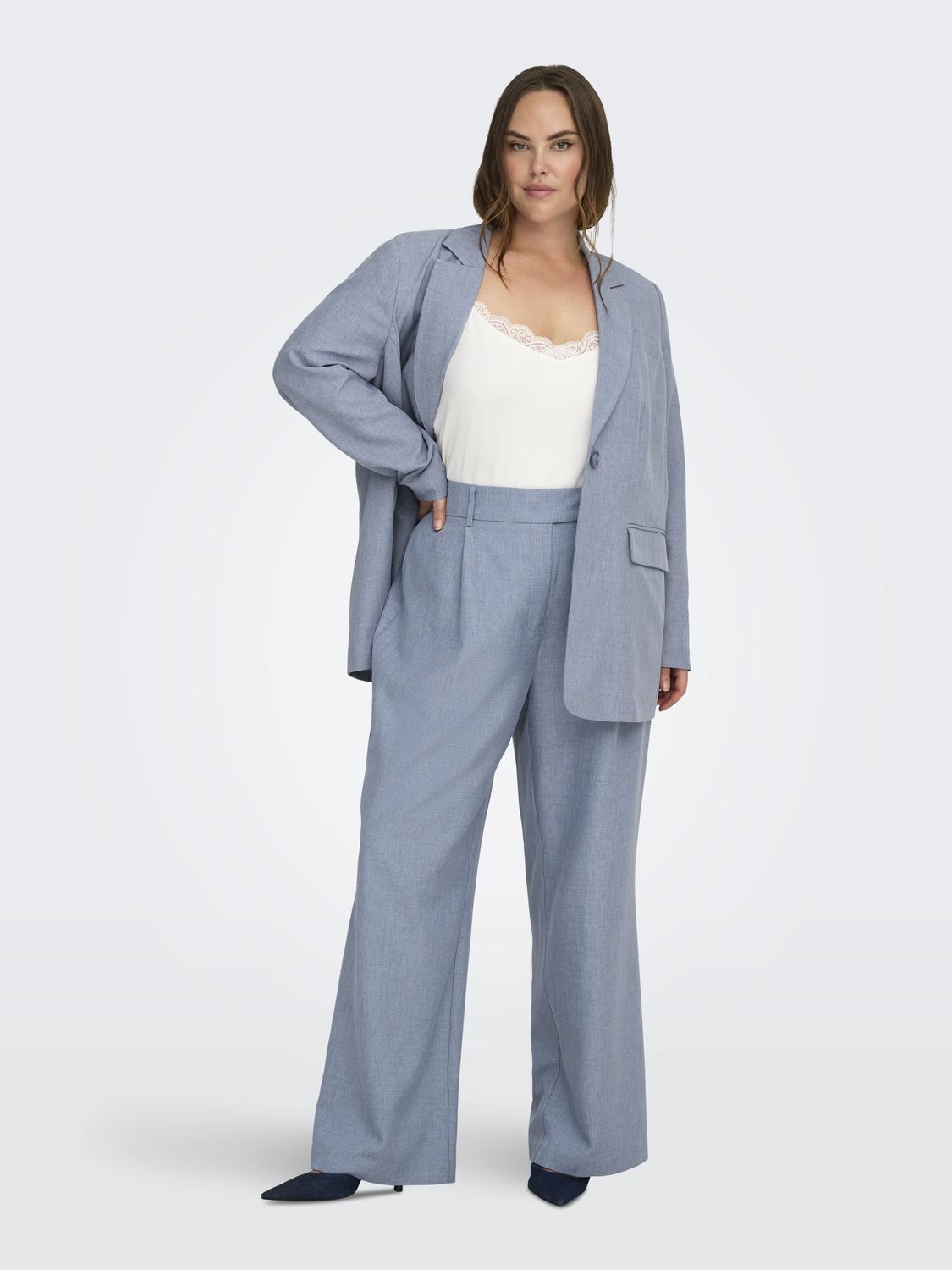 Carmakoma CARLINDA HW STR MEL PANTS TLR Blauw - OAK Fashion Noordwolde