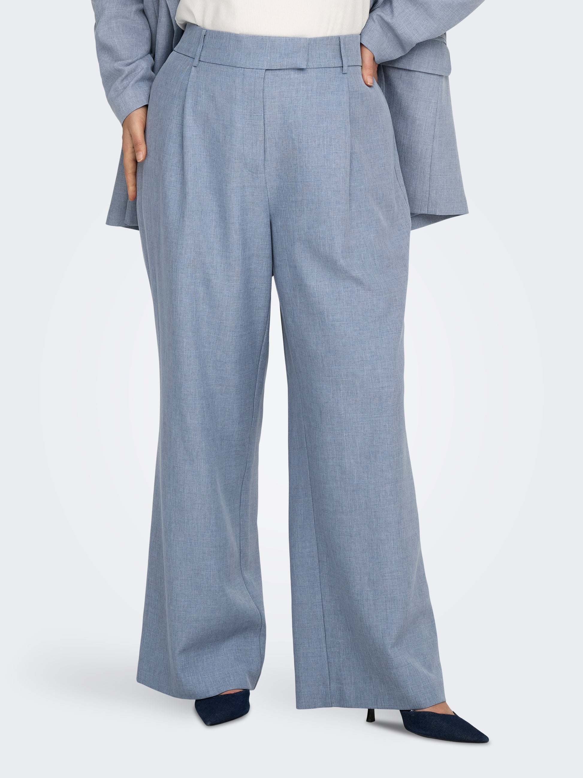 Carmakoma CARLINDA HW STR MEL PANTS TLR Blauw - OAK Fashion Noordwolde