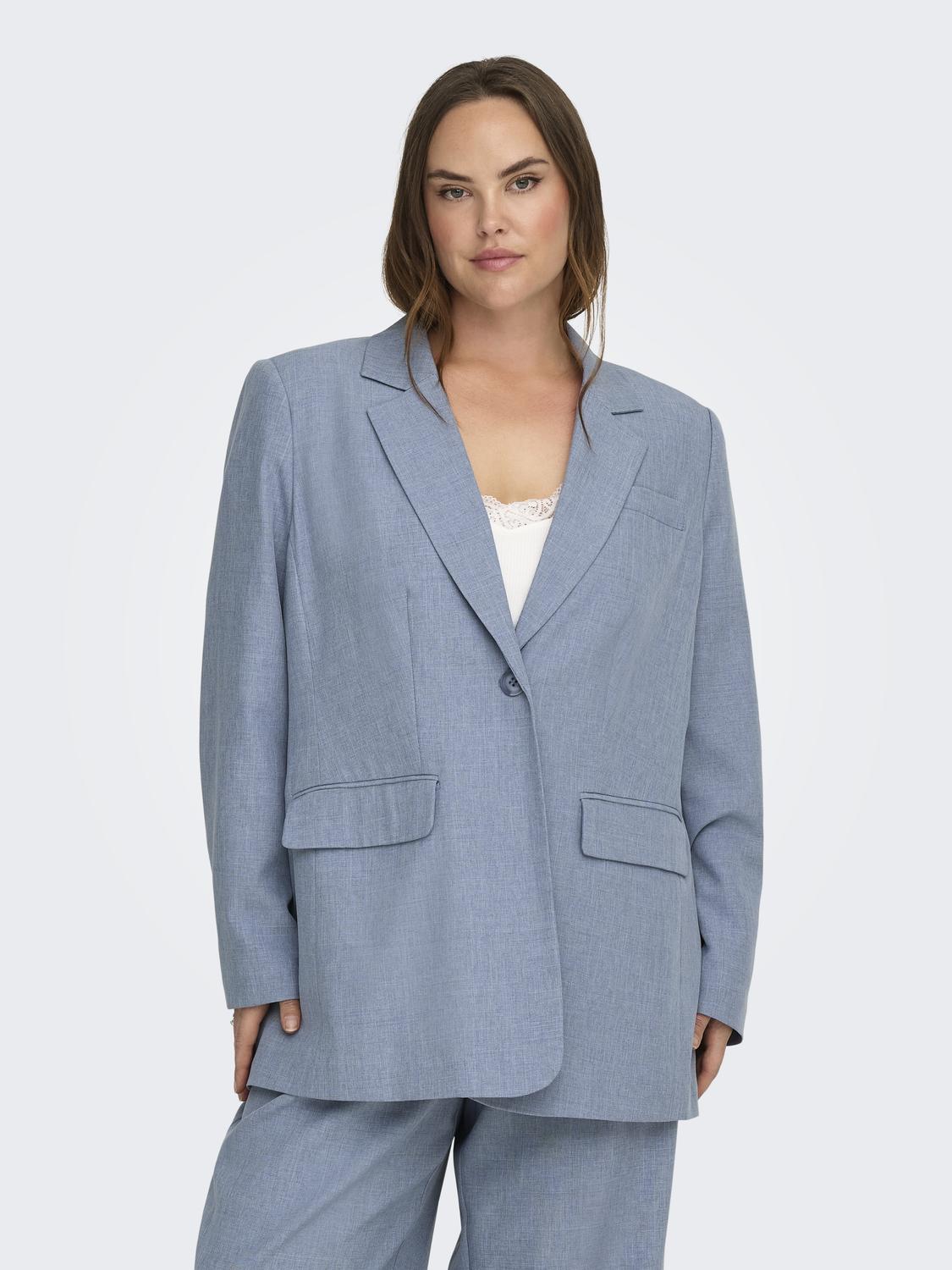 Carmakoma CARLINDA L/S BOYFR MEL BLAZER TLR Blauw - OAK Fashion Noordwolde