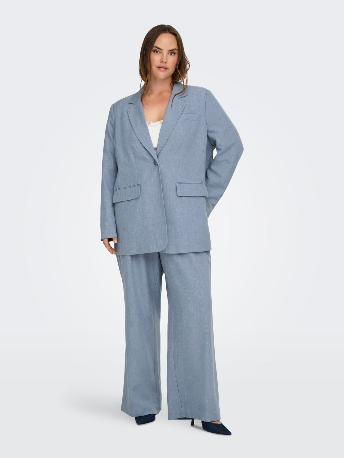 Carmakoma CARLINDA L/S BOYFR MEL BLAZER TLR Blauw - OAK Fashion Noordwolde