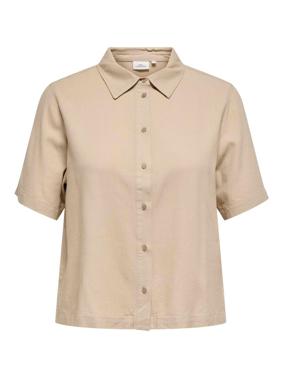 Carmakoma CARGOA S/S LINEN BL SHIRT CC PNT Grijs - OAK Fashion Noordwolde