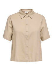 Carmakoma CARGOA S/S LINEN BL SHIRT CC PNT Grijs - OAK Fashion Noordwolde