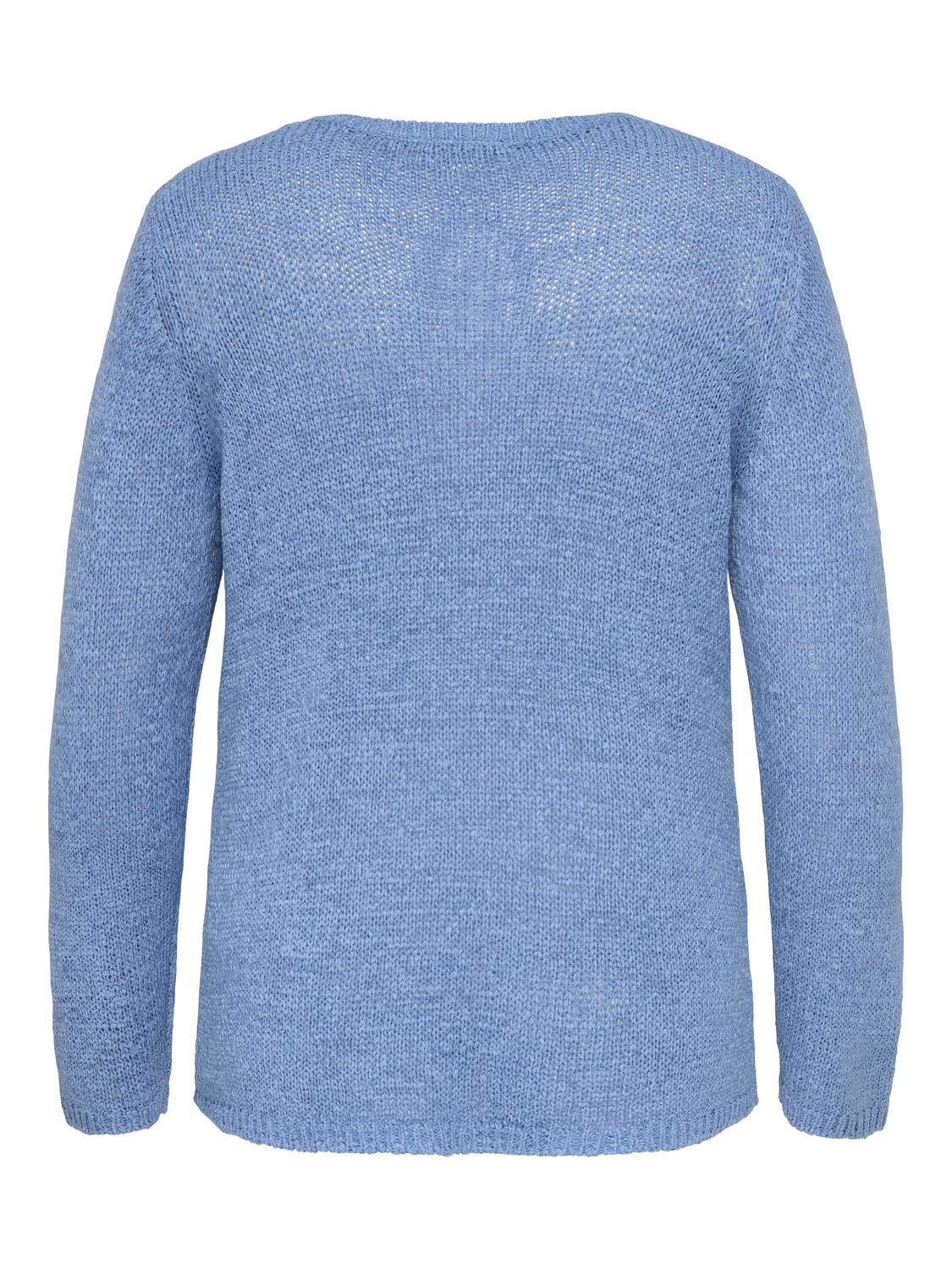 Carmakoma CARGEENA L/S V-NECK KNT Blauw - OAK Fashion Noordwolde