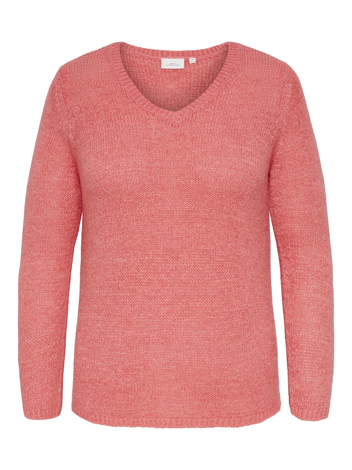 Carmakoma CARGEENA L/S V-NECK KNT Roze - OAK Fashion Noordwolde