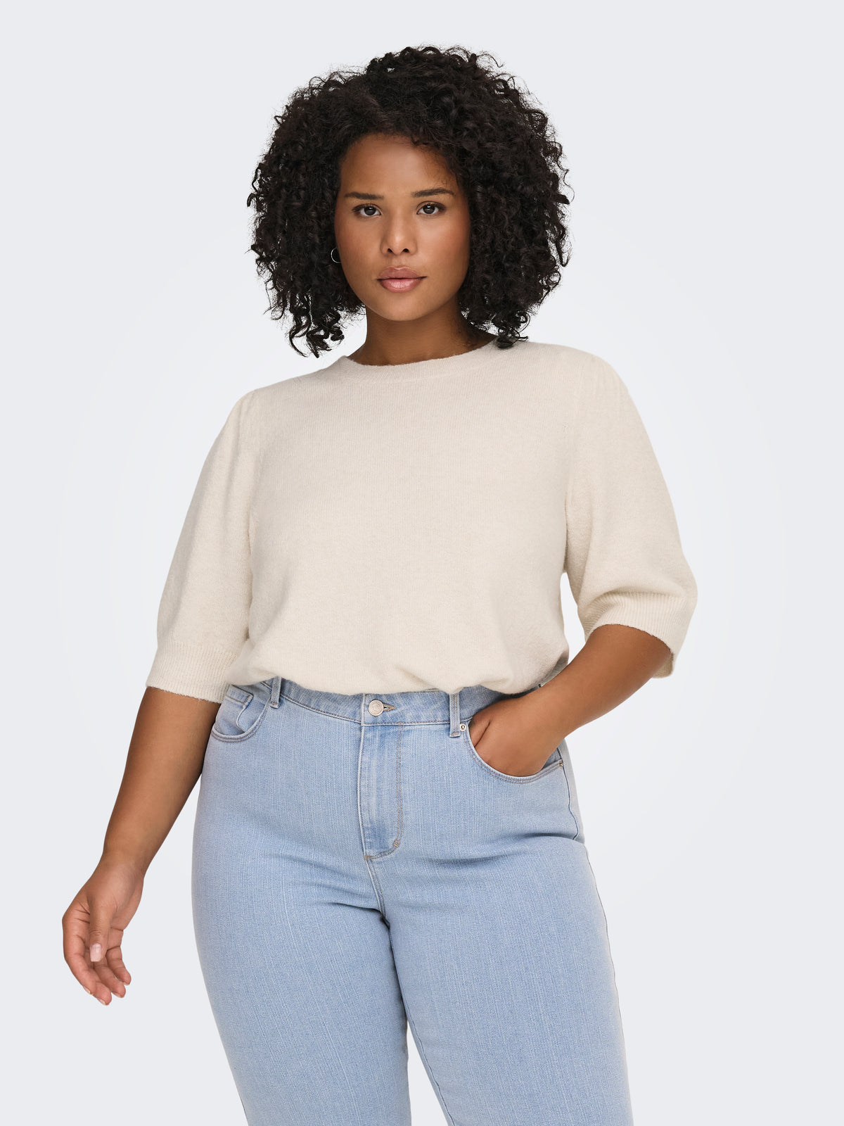 Carmakoma CARRICA LIFE 2/4 PULLOVER KNT NOOS Grijs - OAK Fashion Noordwolde