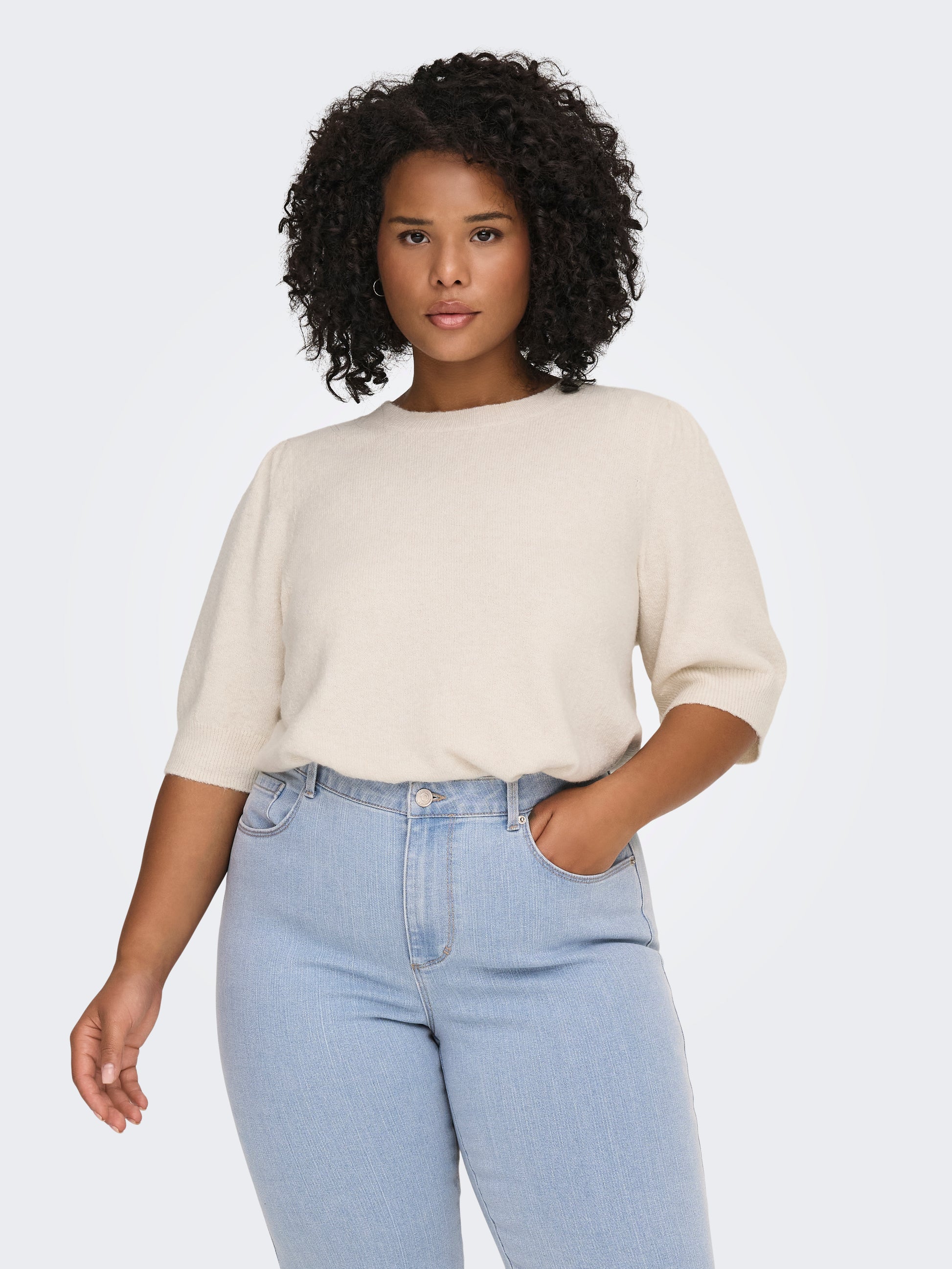 Carmakoma CARRICA LIFE 2/4 PULLOVER KNT NOOS Grijs - OAK Fashion Noordwolde