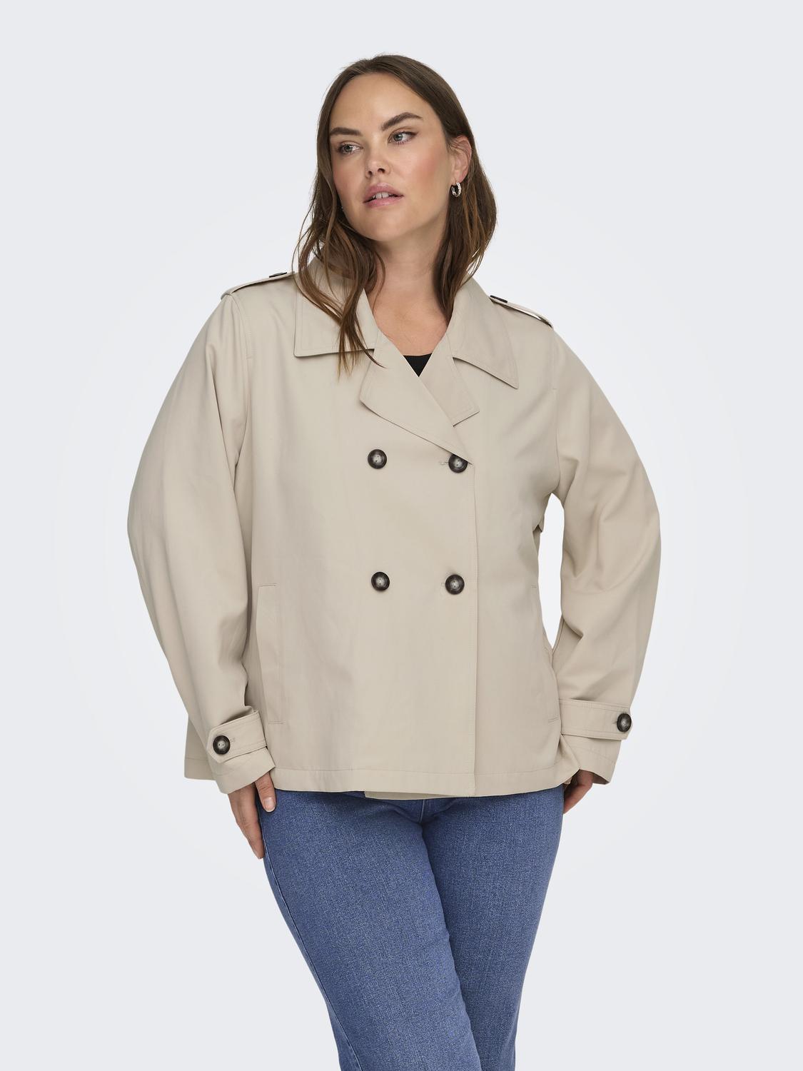 Carmakoma CARHANNAH SHORT LIFE TRENCHCOAT OTW NOOS Wit - OAK Fashion Noordwolde