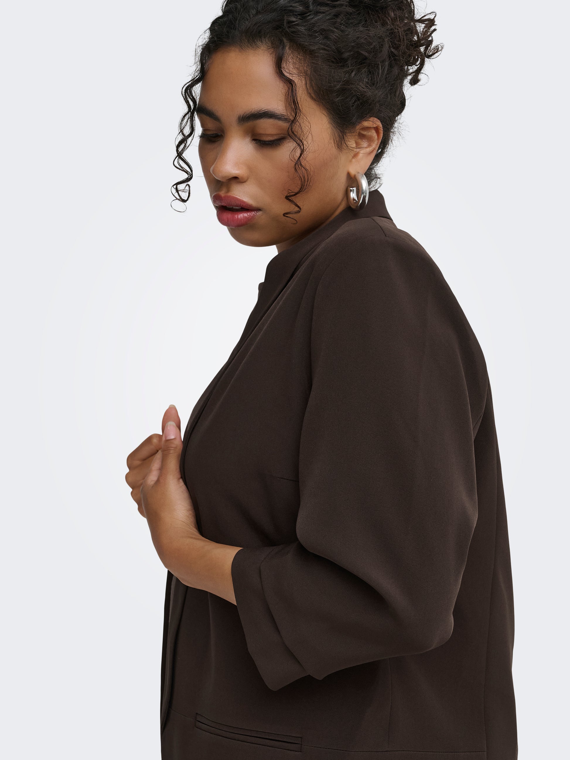 Carmakoma CARELLY 3/4 BLAZER TLR NOOS Bruin - OAK Fashion Noordwolde
