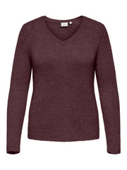 Carmakoma CARGEENA L/S V-NECK KNT Rood - OAK Fashion Noordwolde