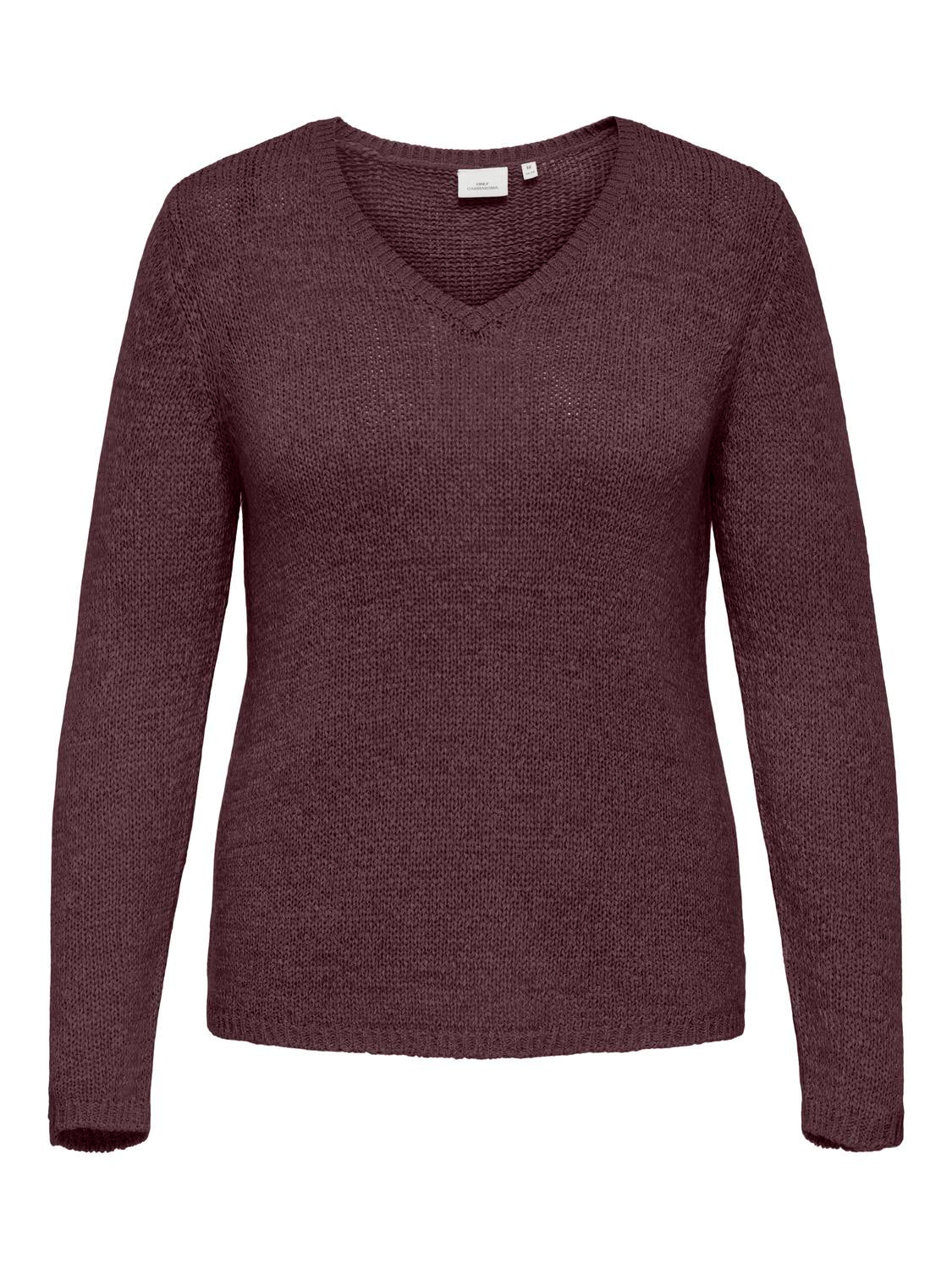 Carmakoma CARGEENA L/S V-NECK KNT Rood - OAK Fashion Noordwolde