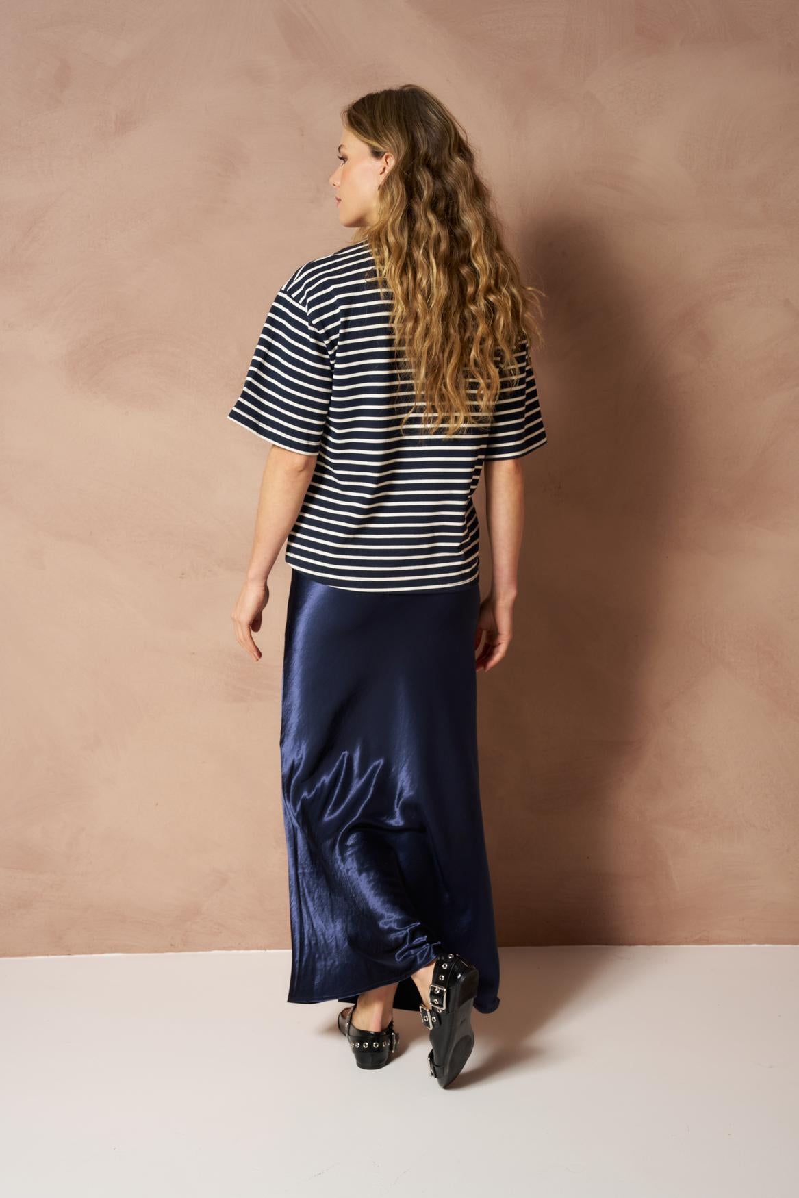Lofty Manner T'Shirt Imma - Boxy Regular Blauw - OAK Fashion Noordwolde