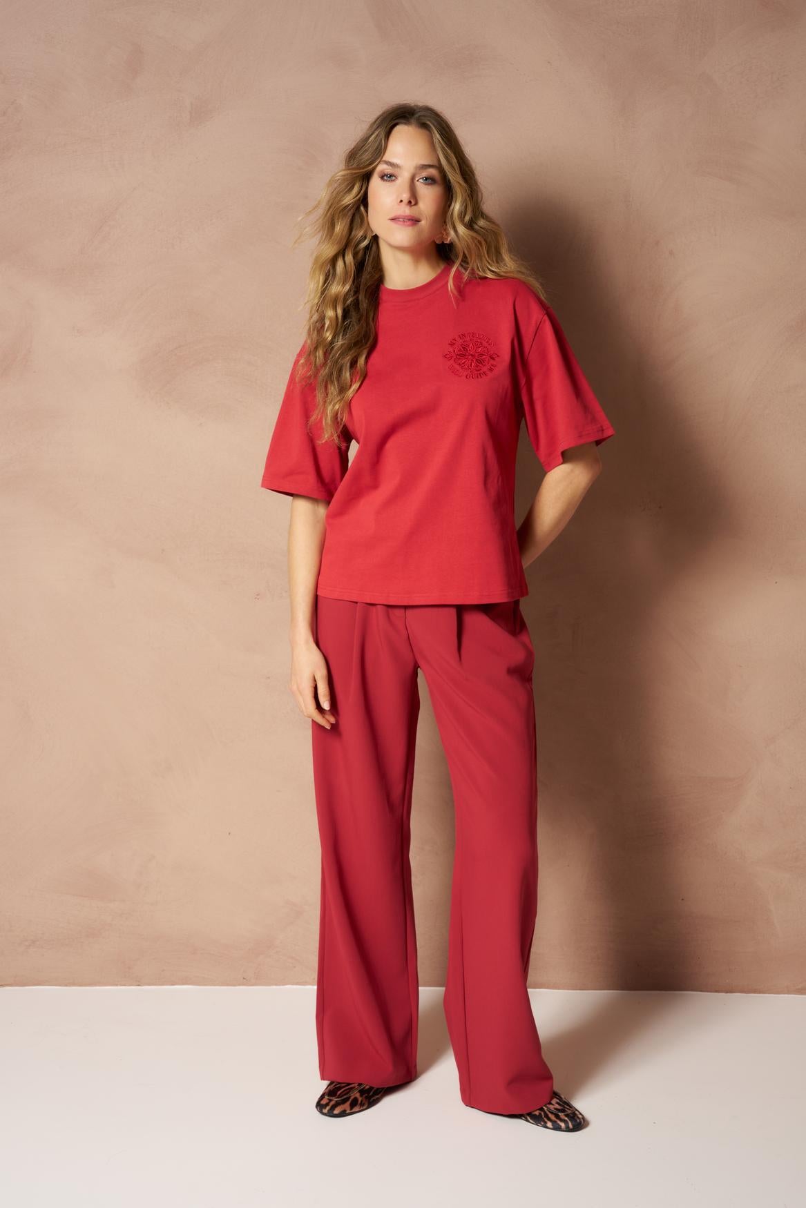 Lofty Manner T'Shirt Imma - Boxy Regular Rood - OAK Fashion Noordwolde