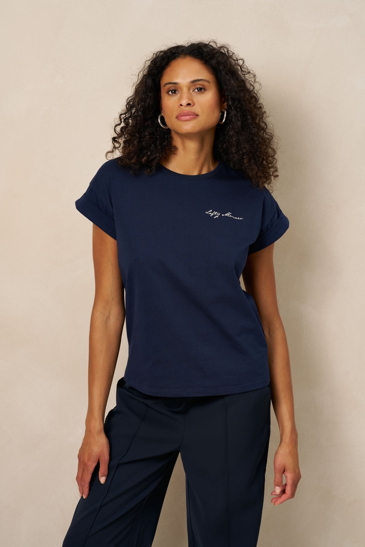 Lofty Manner T'Shirt Isole - Relaxed Rolled Up Blauw - OAK Fashion Noordwolde